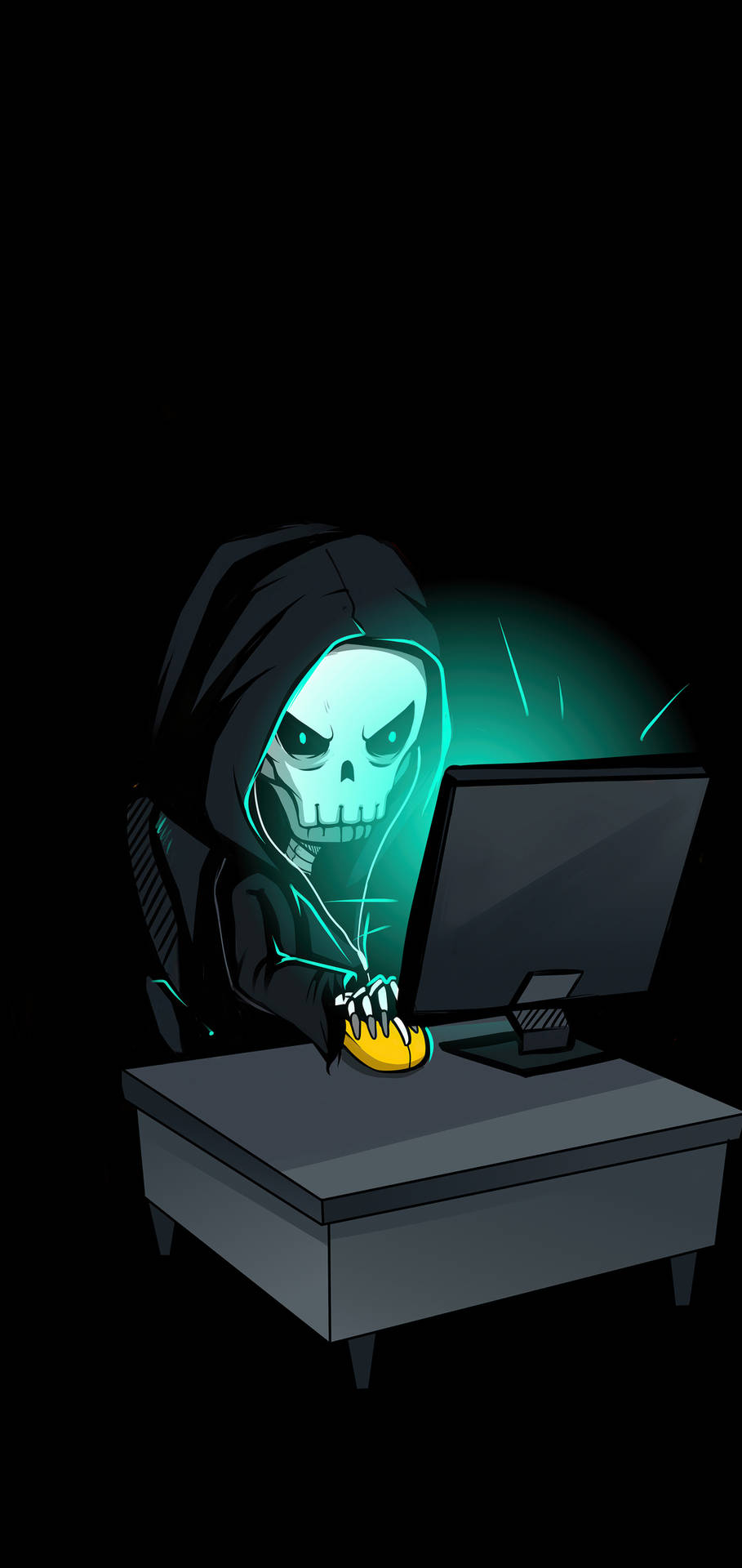 Graphic Skull With Computer Hacking Android Wallpaper