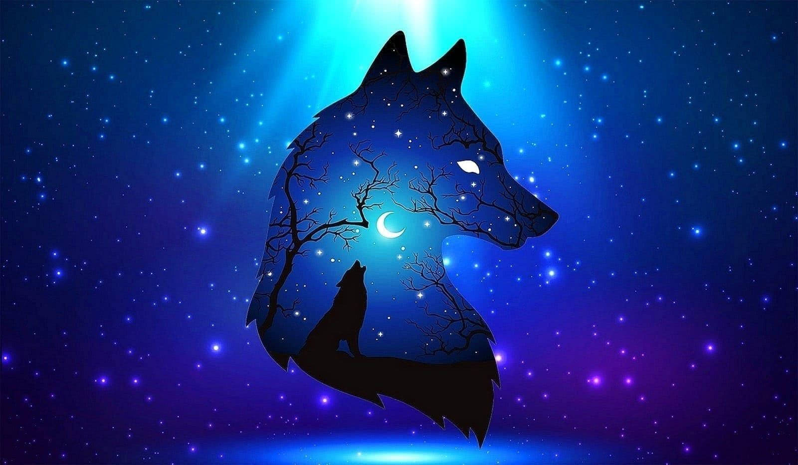 Graphics Of Cool Black Wolf Howling Inside Silhouette Wallpaper