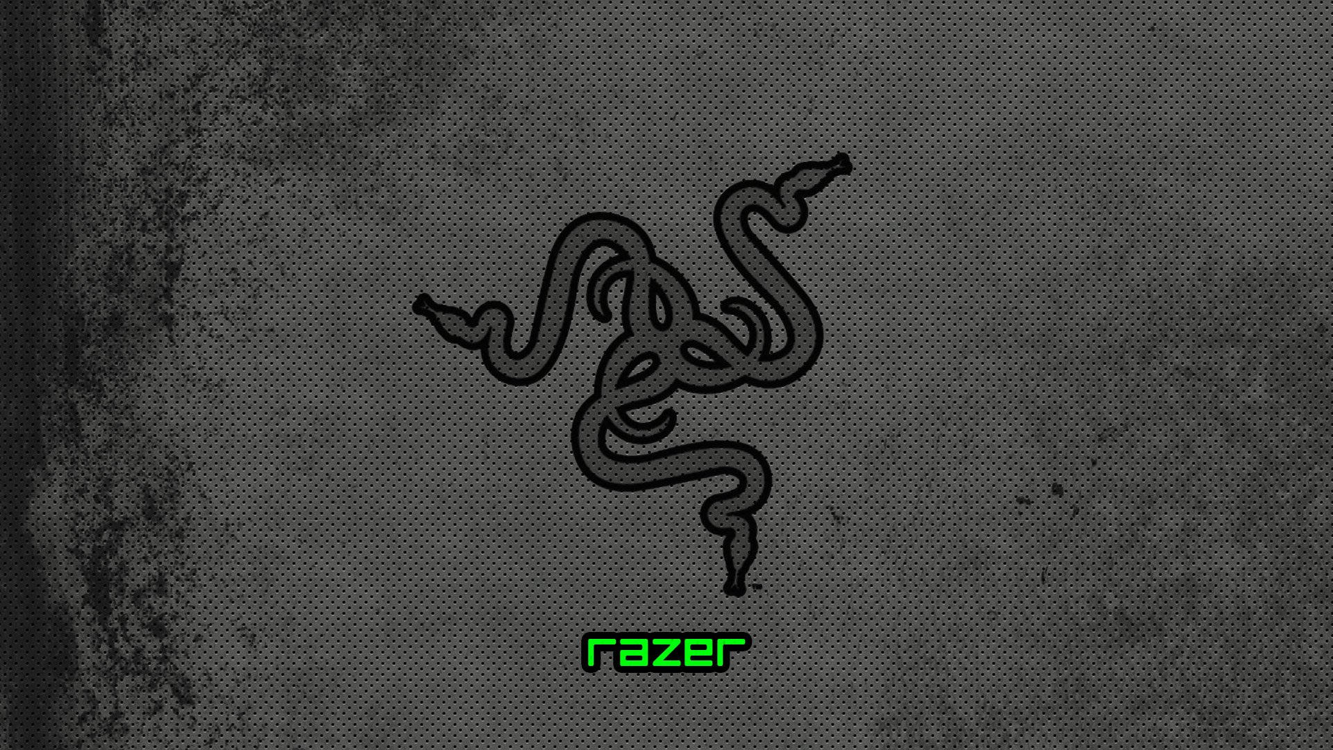Gråskala Prikket Razer Pc Logo Wallpaper