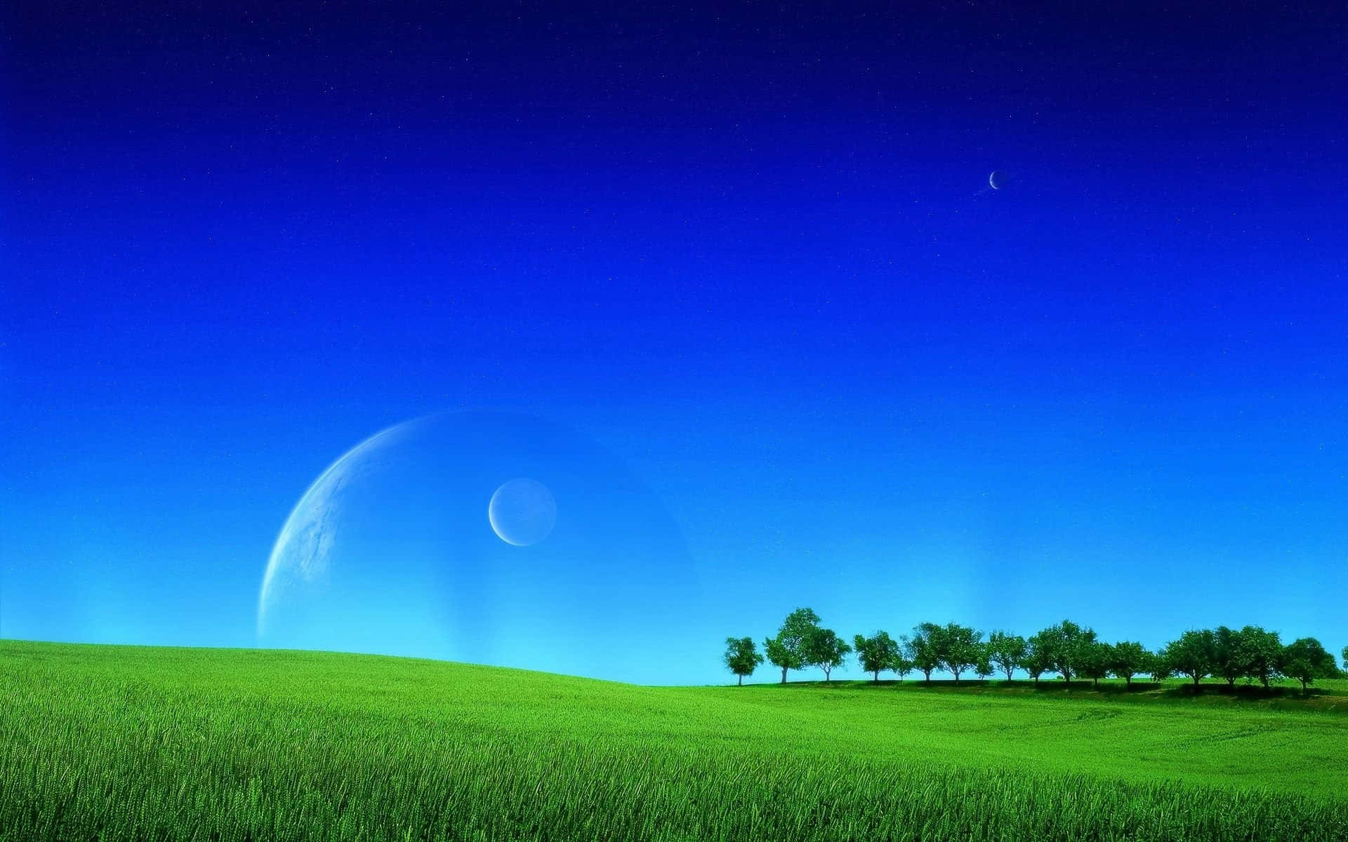 Faded Moon Grass And Sky Background