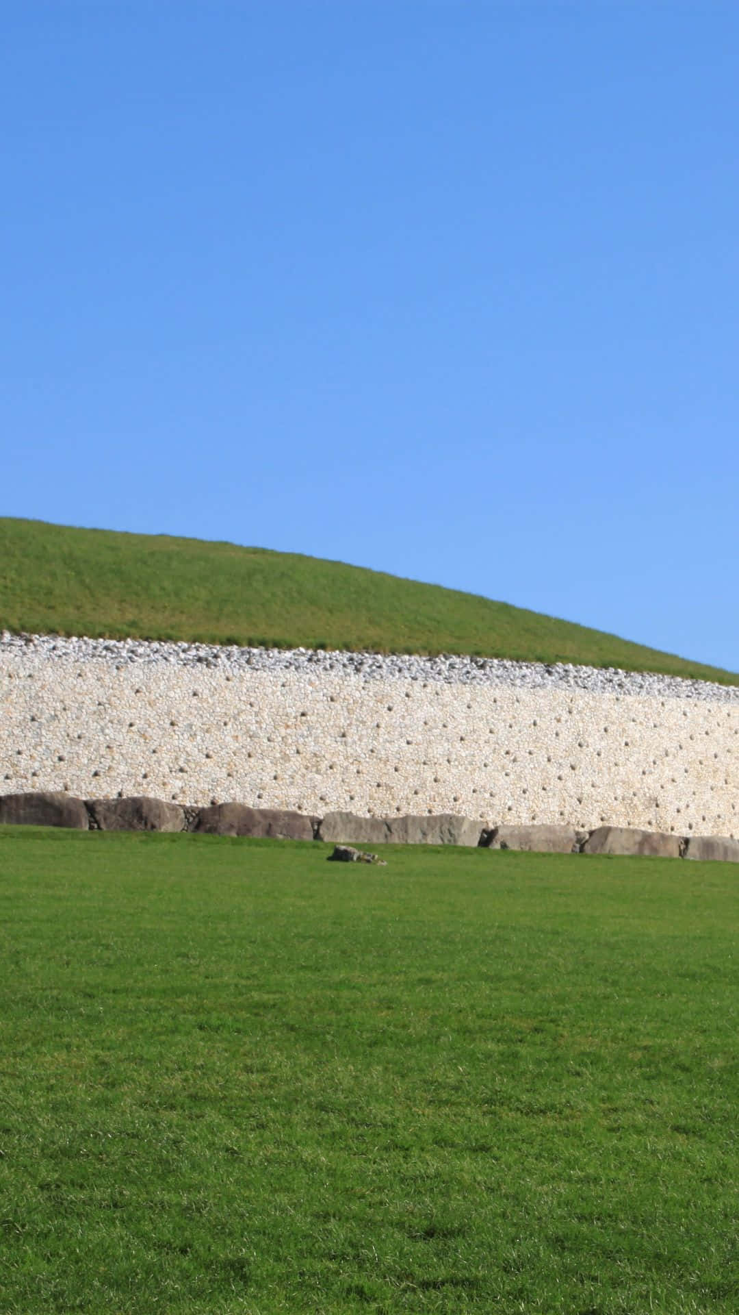 Grassy Newgrange With Blue Sky Portrait Wallpaper