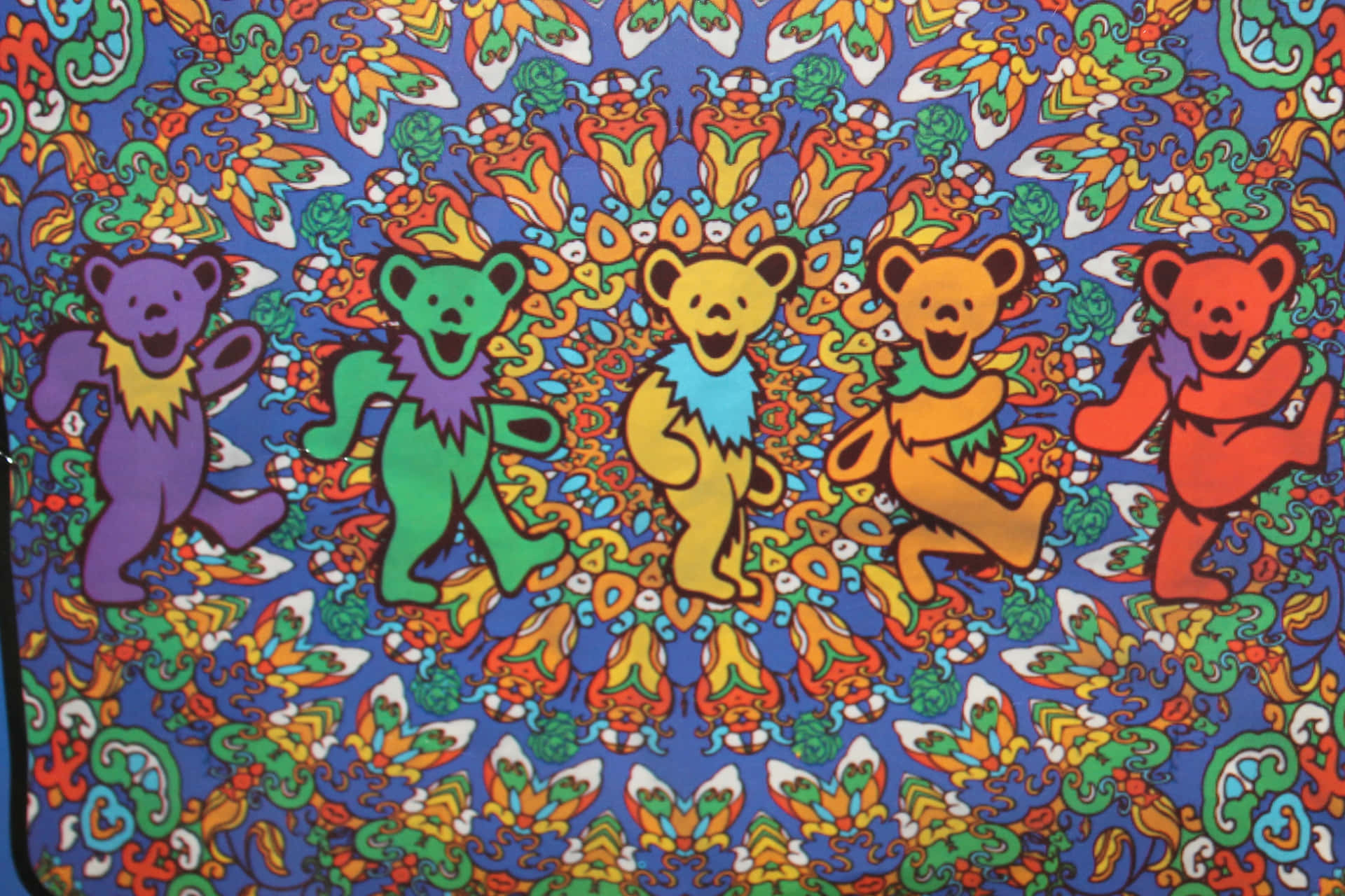 Grateful Dead Bears With Colorful Mandala Effect Wallpaper