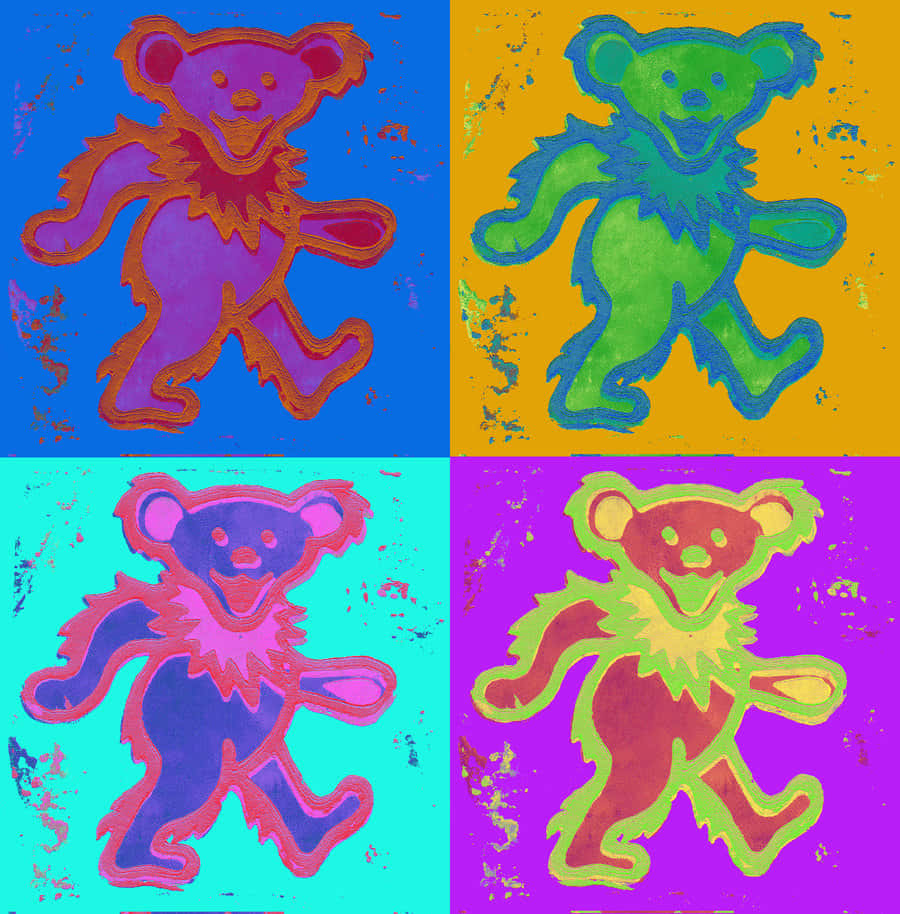 Download Grateful Dead Bears Colorful Collage Art Wallpaper 