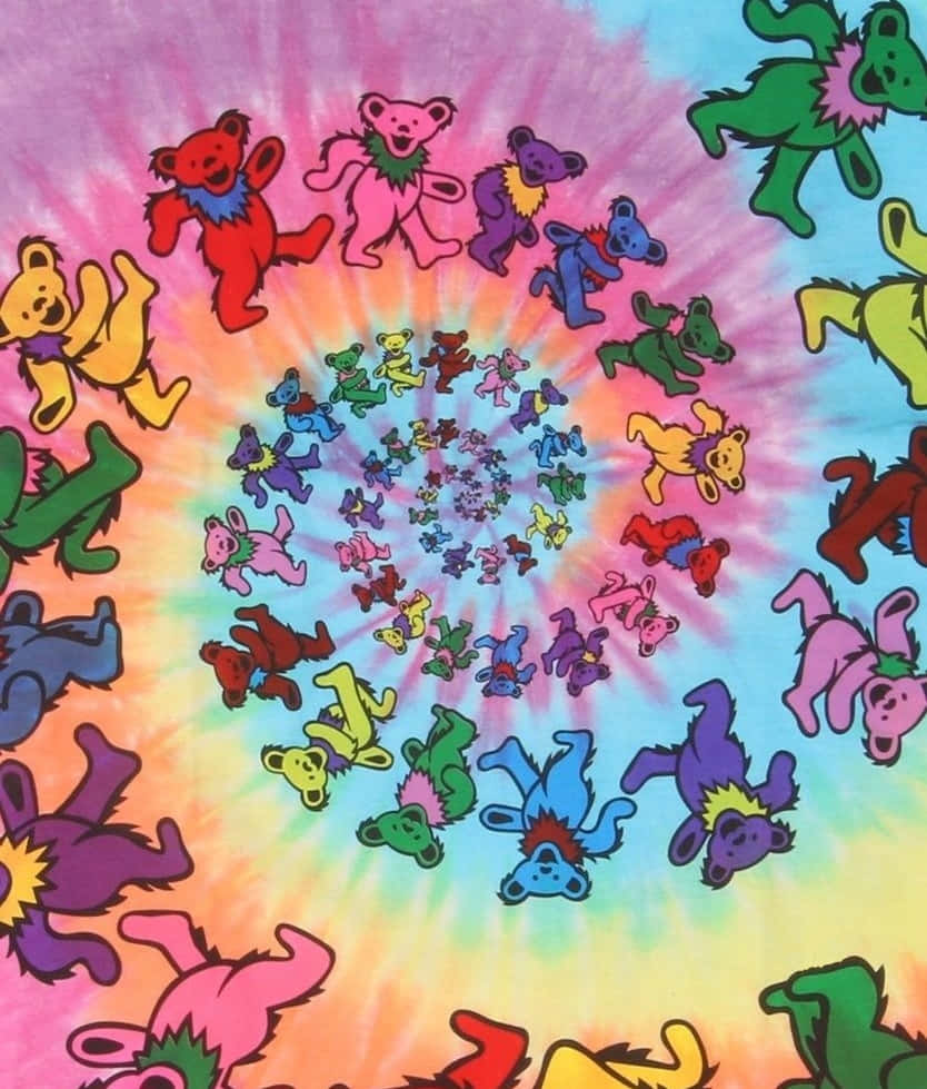 Grateful Dead Bears Colorful Spiral Artwork Wallpaper