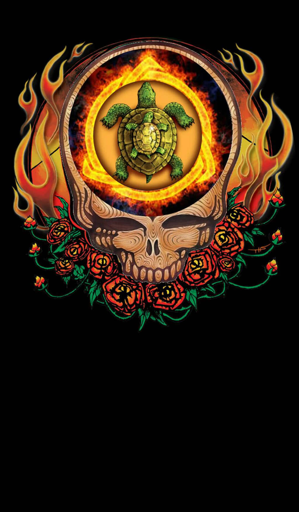 Skull With A Turtle As A Grateful Dead Iphone Wallpaper