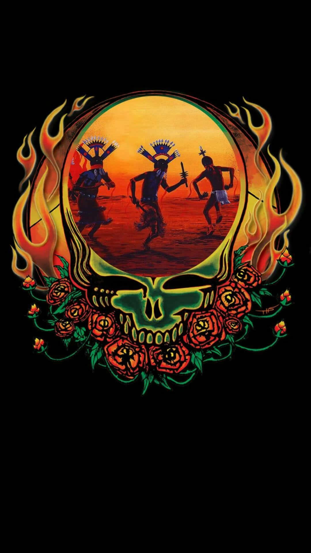 Tribe Men On A Skull As A Grateful Dead Iphone Wallpaper