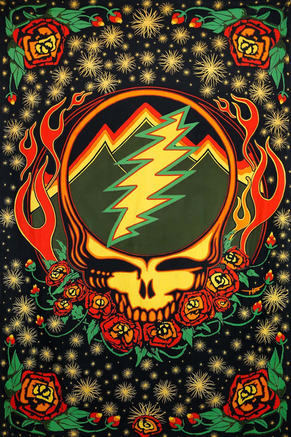 Sparkles And Skull Logo Of Grateful Dead Iphone Wallpaper