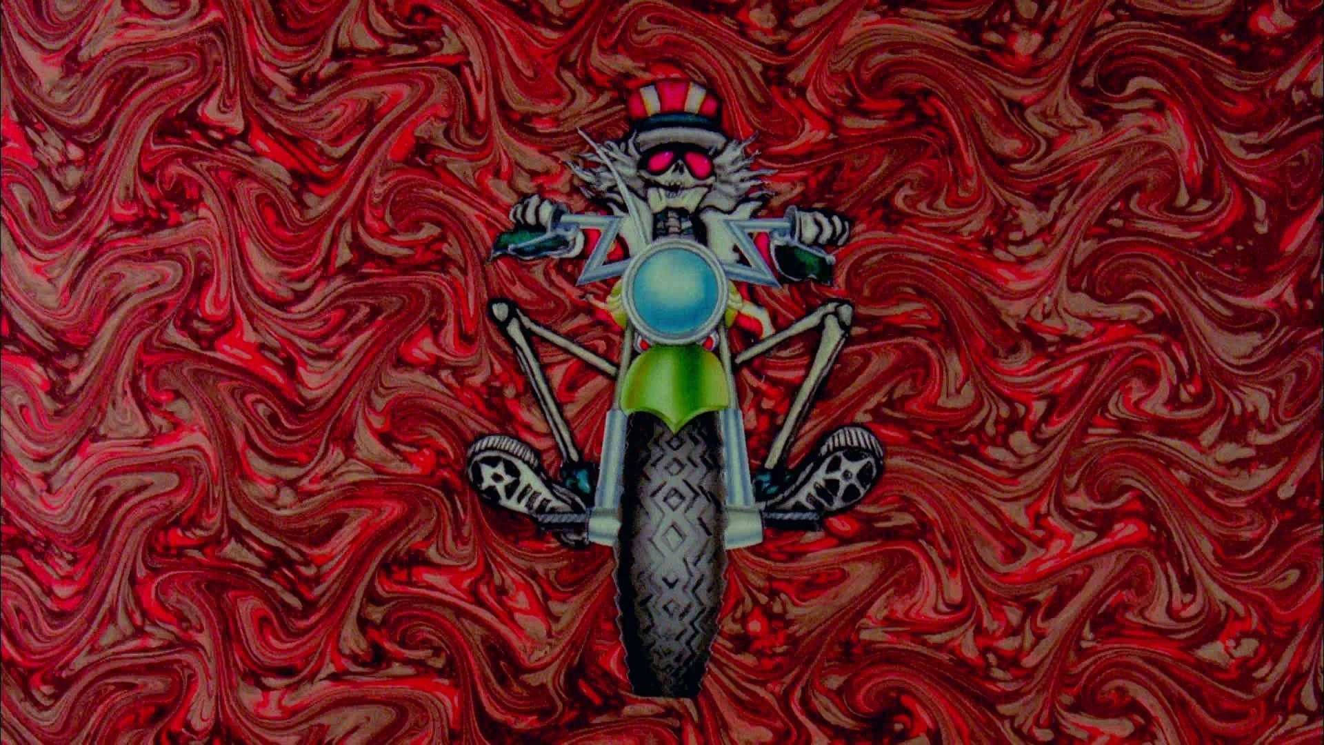 Grateful Dead Skeleton Riding Motorcycle Wallpaper