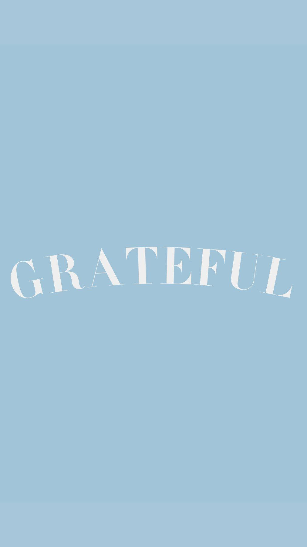 "Grateful" On Blue Aesthetic Quote iPhone Wallpaper
