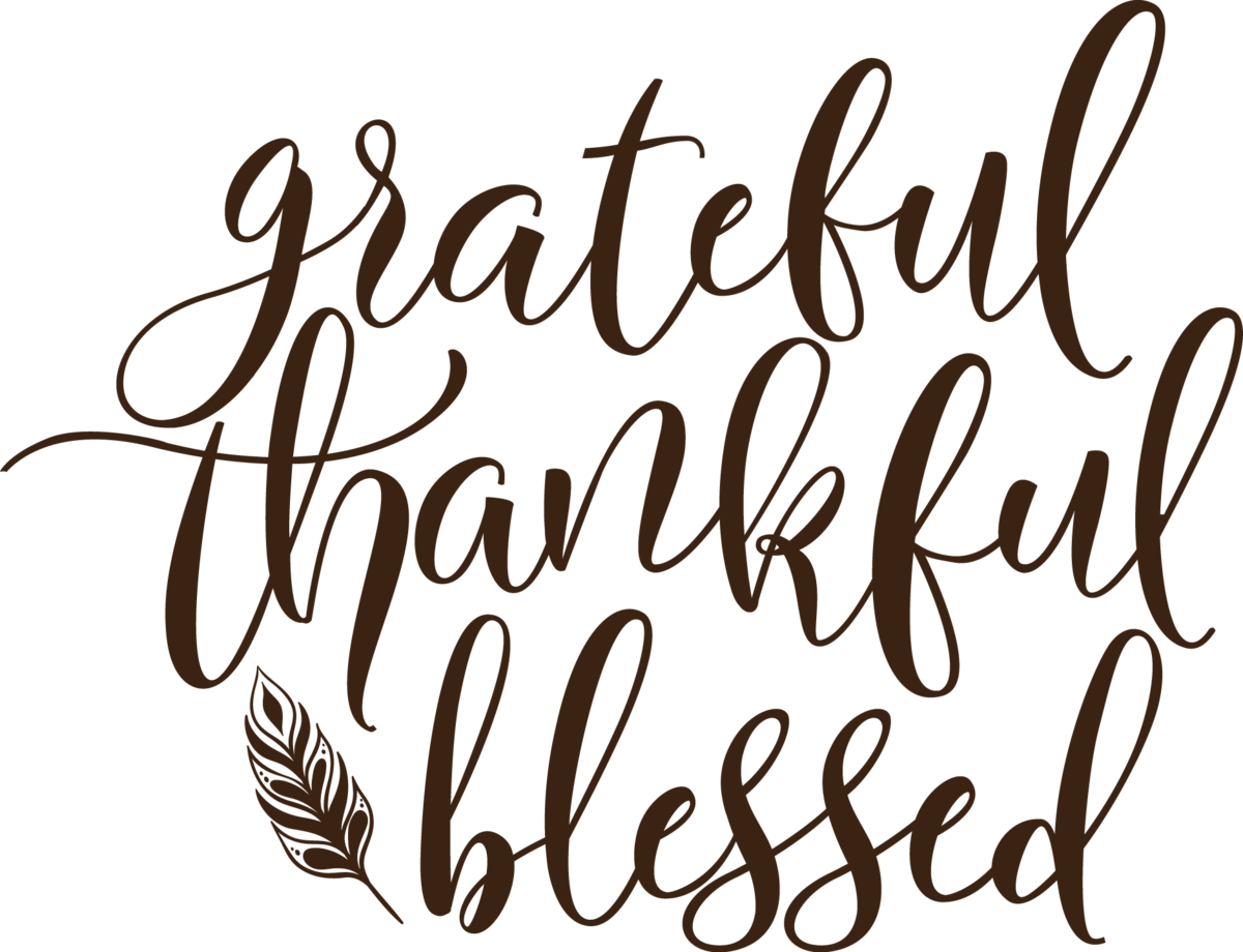 Grateful Thankful Blessed Calligraphy PNG