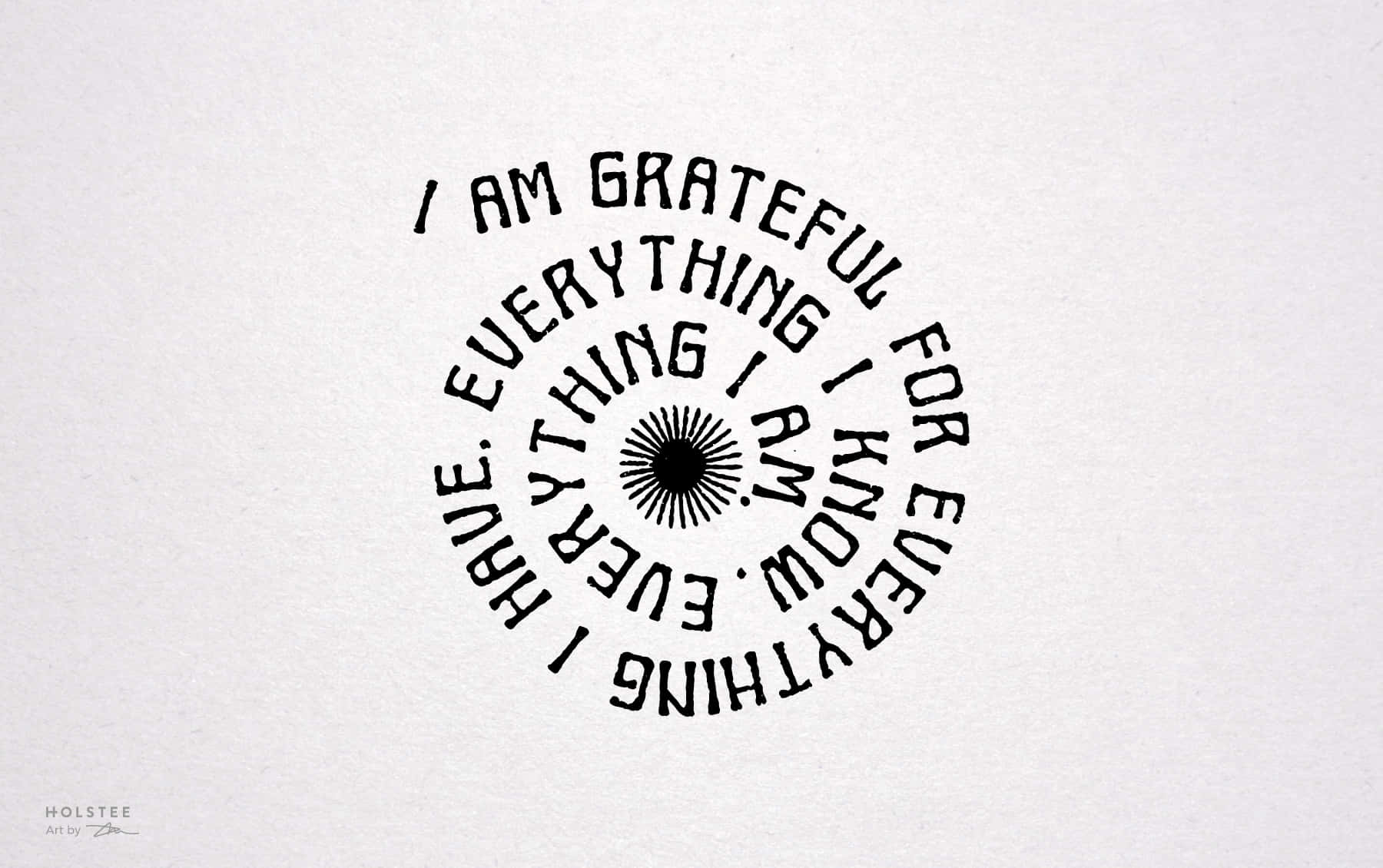 Gratitude Spiral White Wallpaper