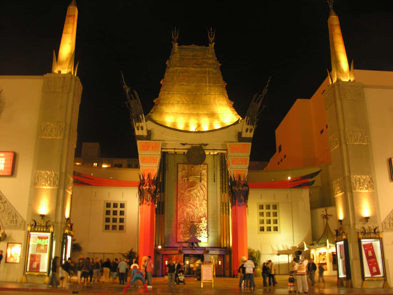 Graumans Chinese Theatre With Golden Lights Wallpaper