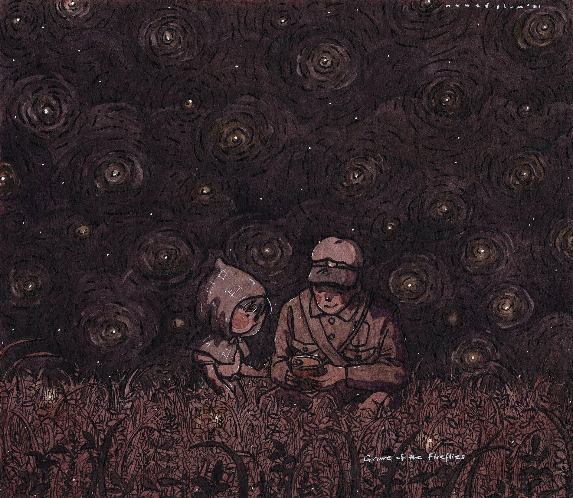 Grave Of The Fireflies Abstract Art Background