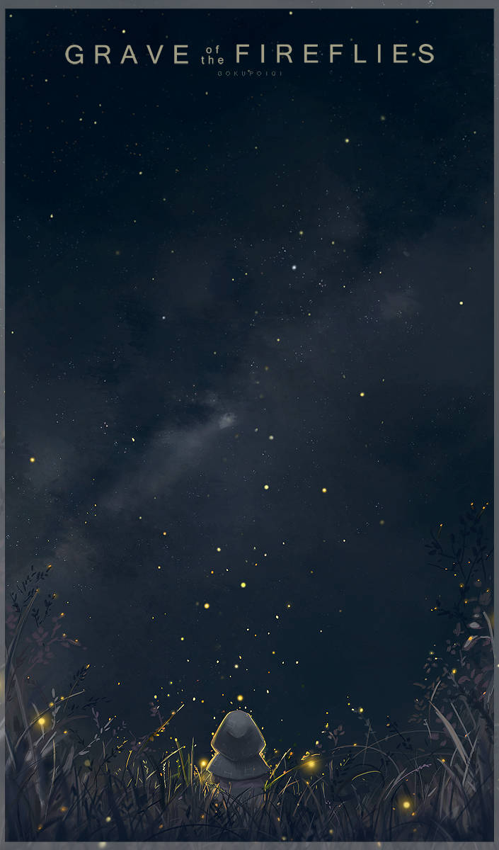 Grave Of The Fireflies Dark Forest Background