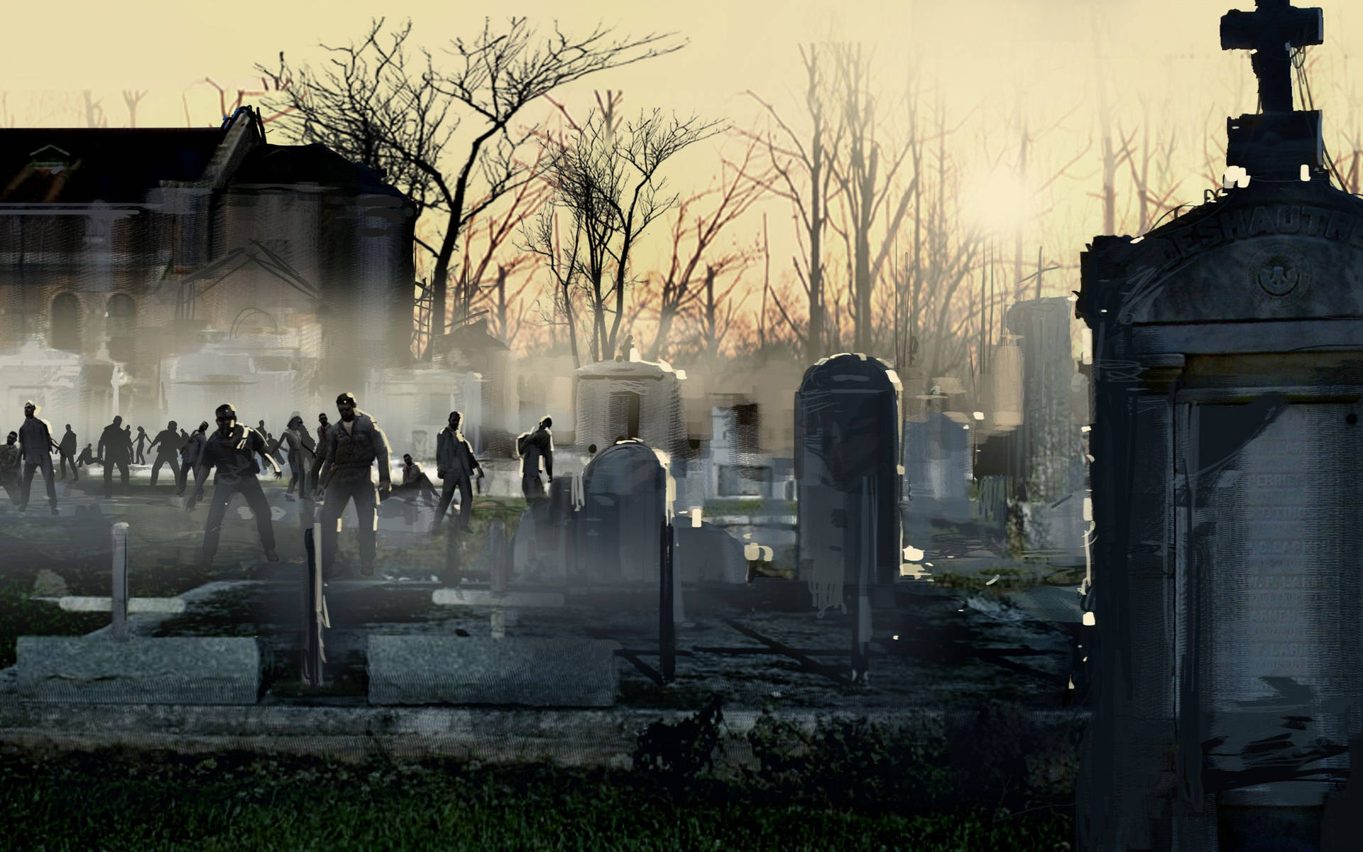 Graveyard Overrun By Zombies Wallpaper