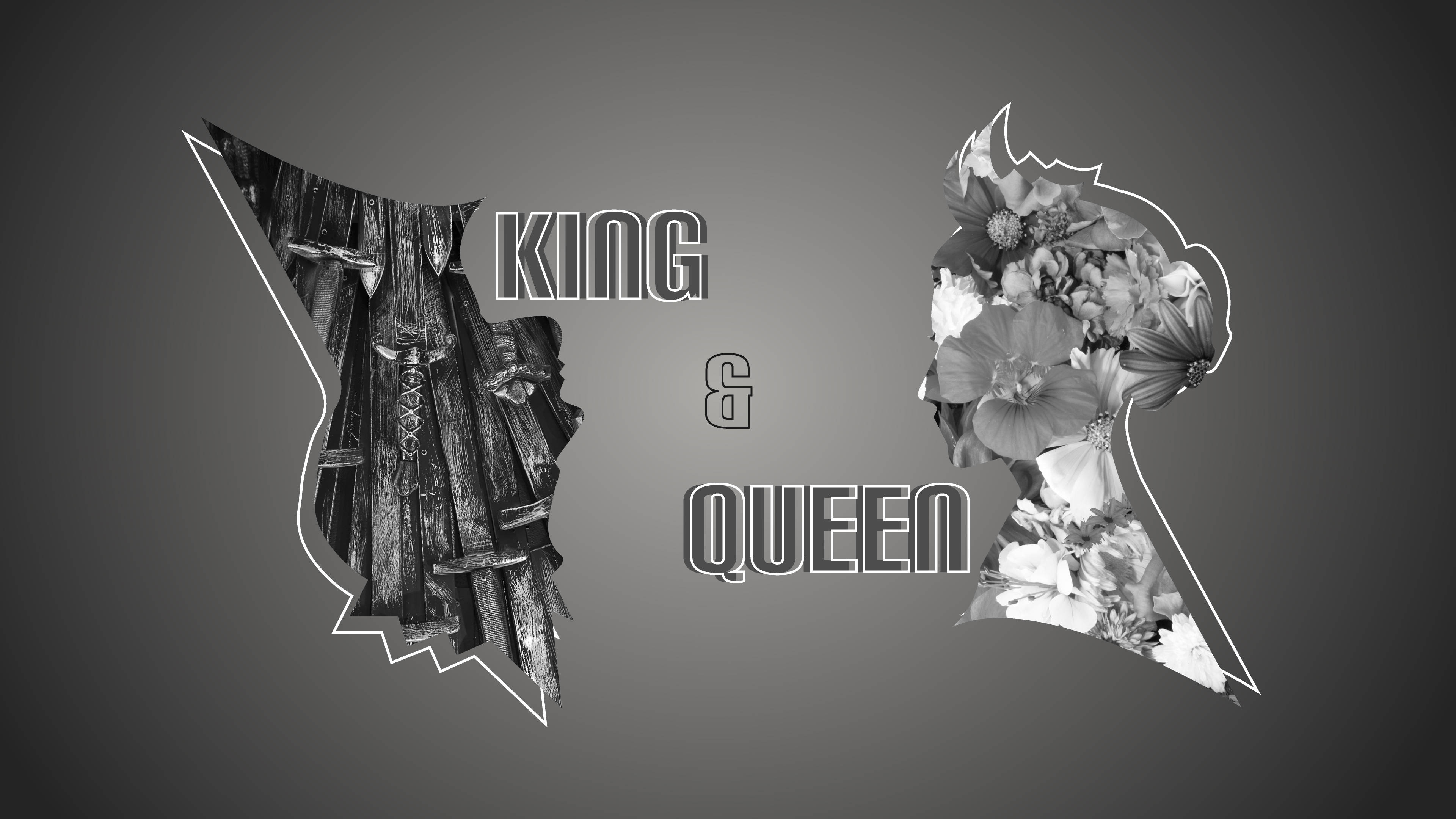 Grå Abstrakt Konge Og Dronning Wallpaper