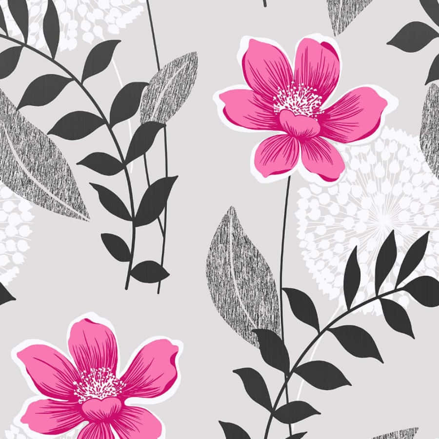 Elegant Gray and Pink Abstract Design Wallpaper