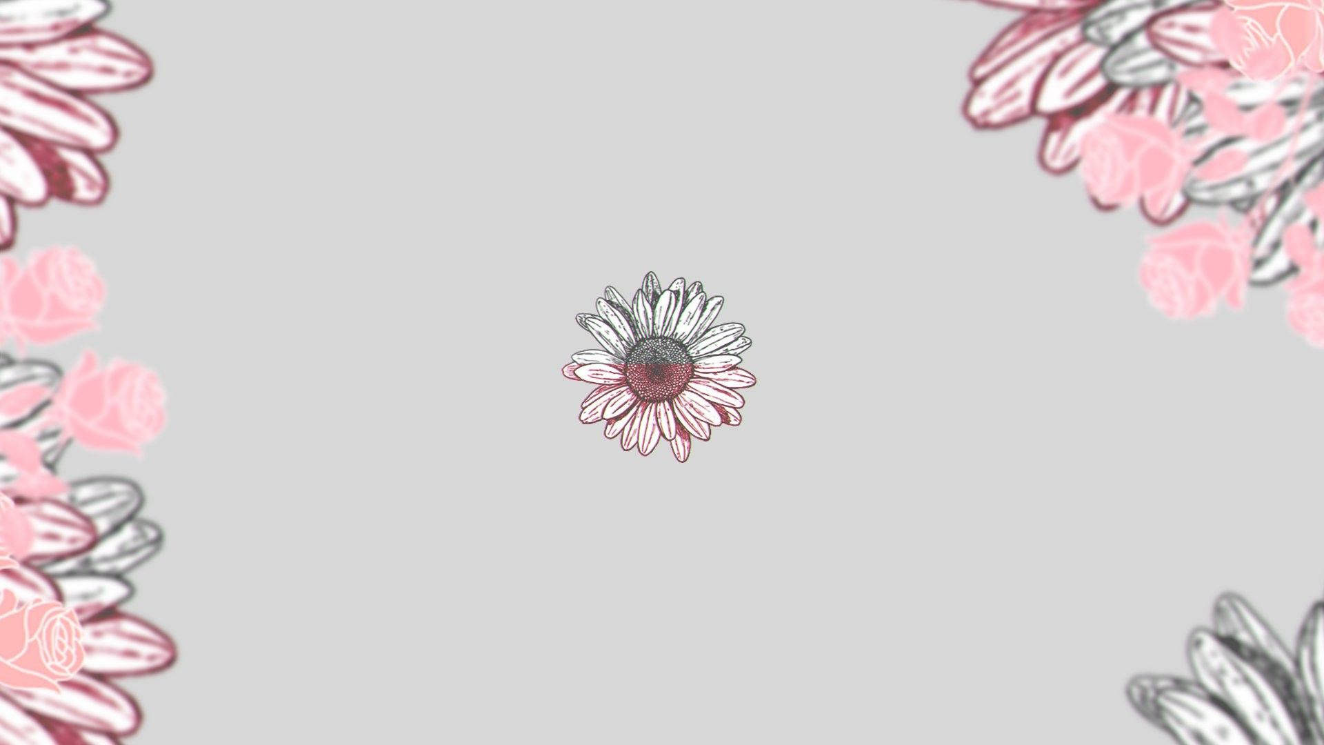 Gray And Pink Floral Desktop Background