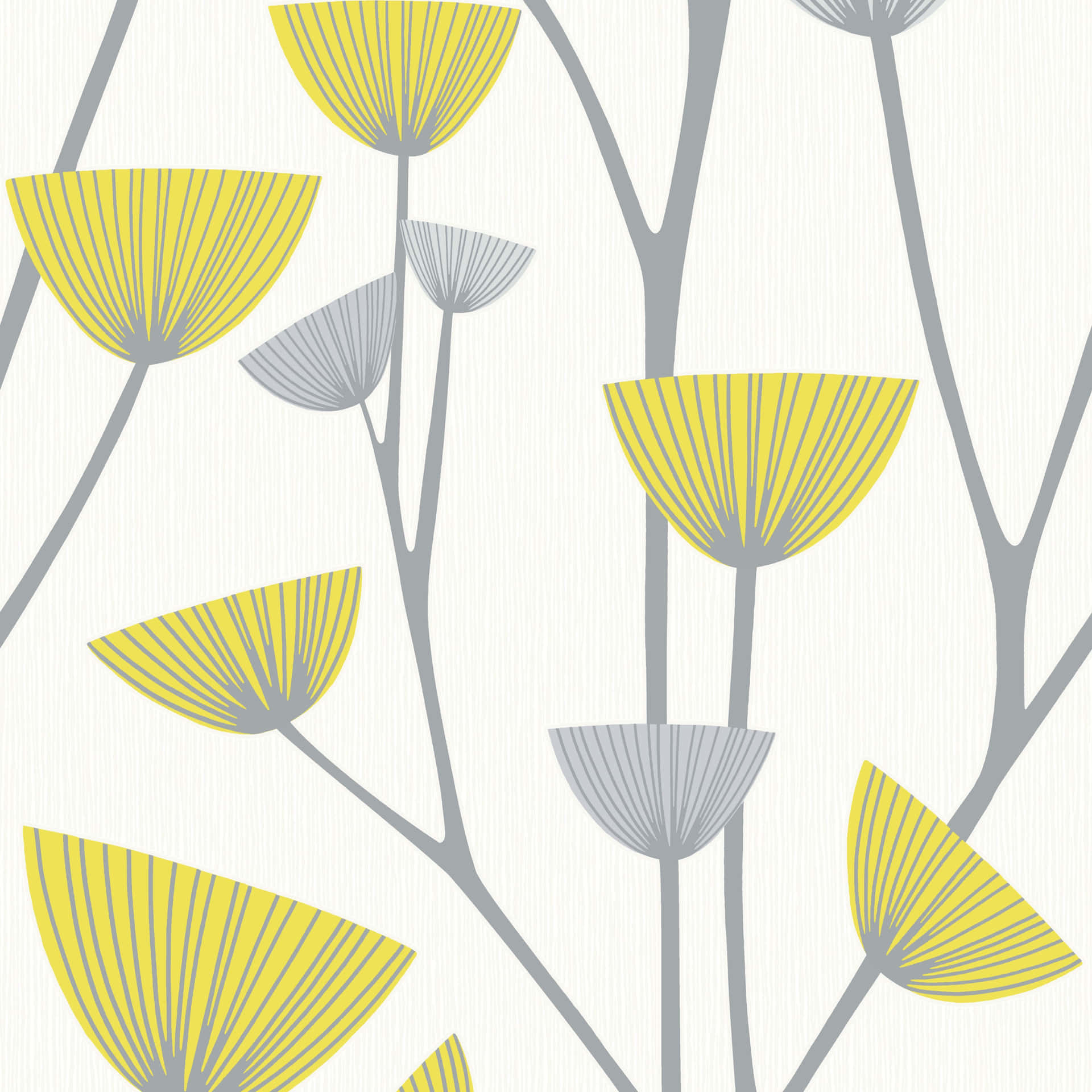 A Yellow And Grey Flower Pattern Wallpaper