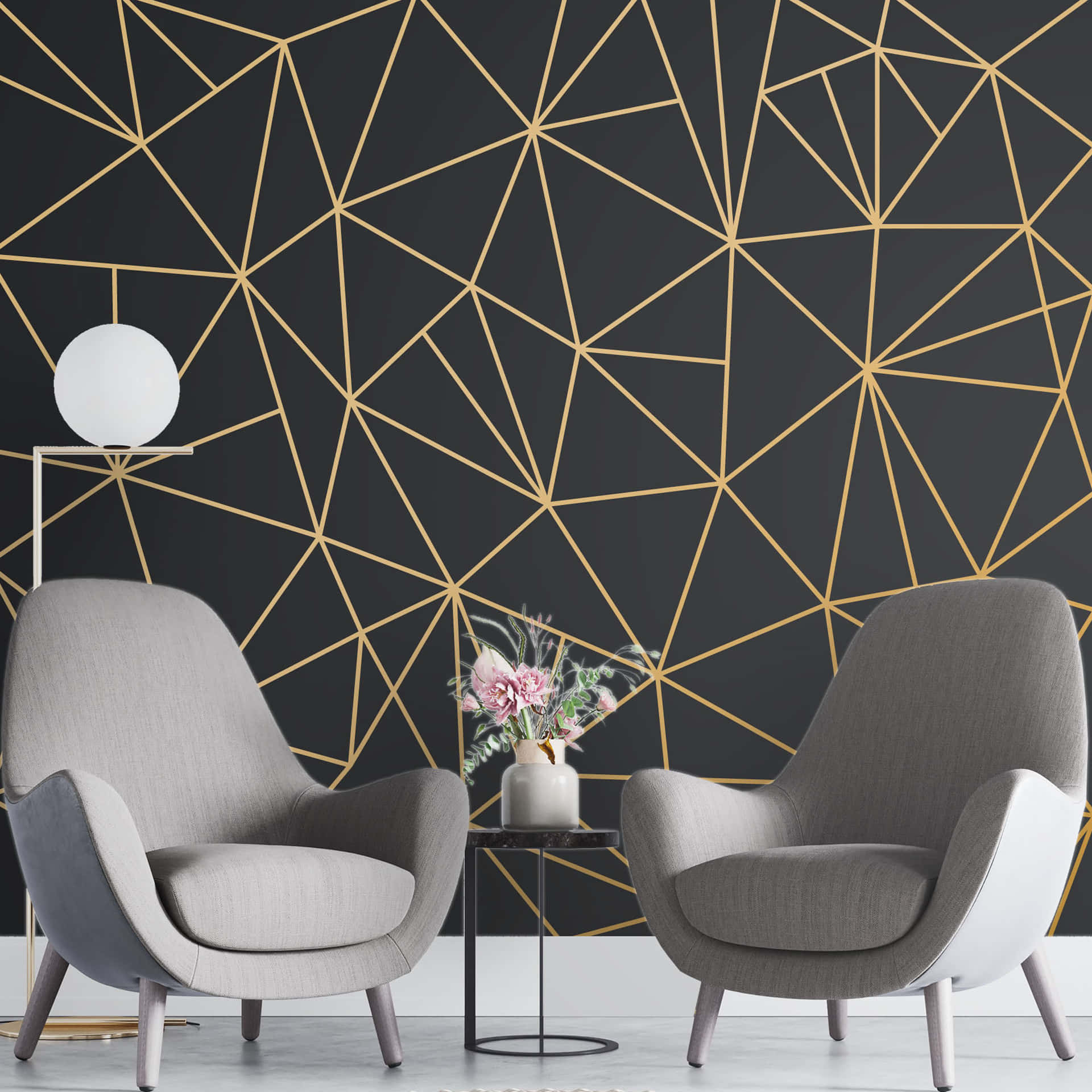 Gray And Yellow Wall Chairs Wallpaper