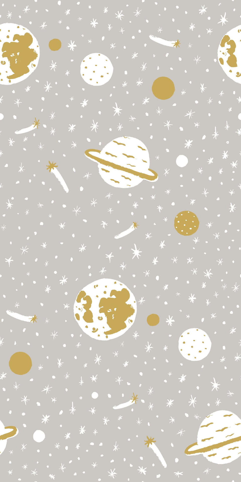 Gray And Yellow Planets Phone Wallpaper