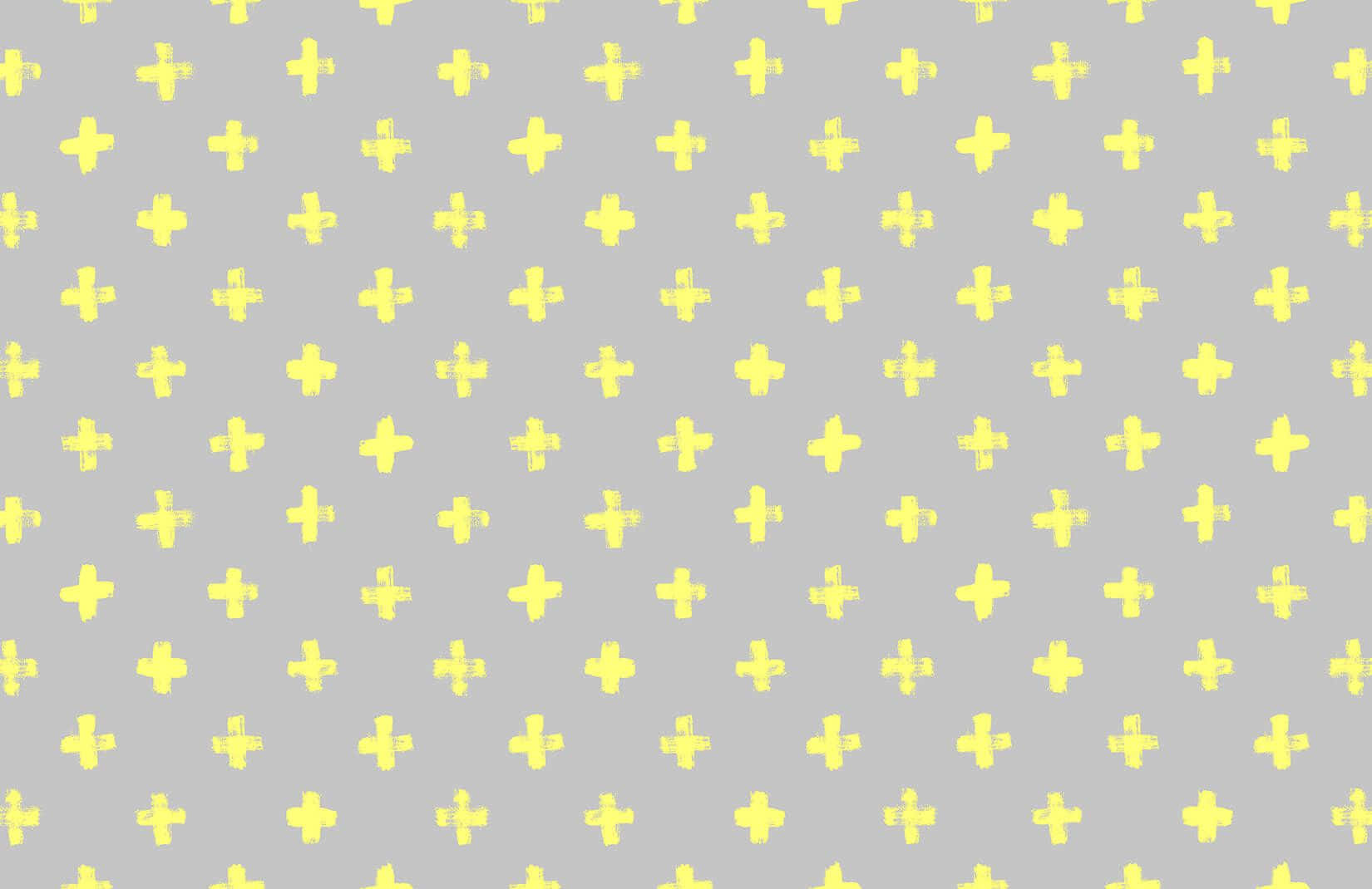 En stilfuld sammensætning af grå og gule mønstre Wallpaper