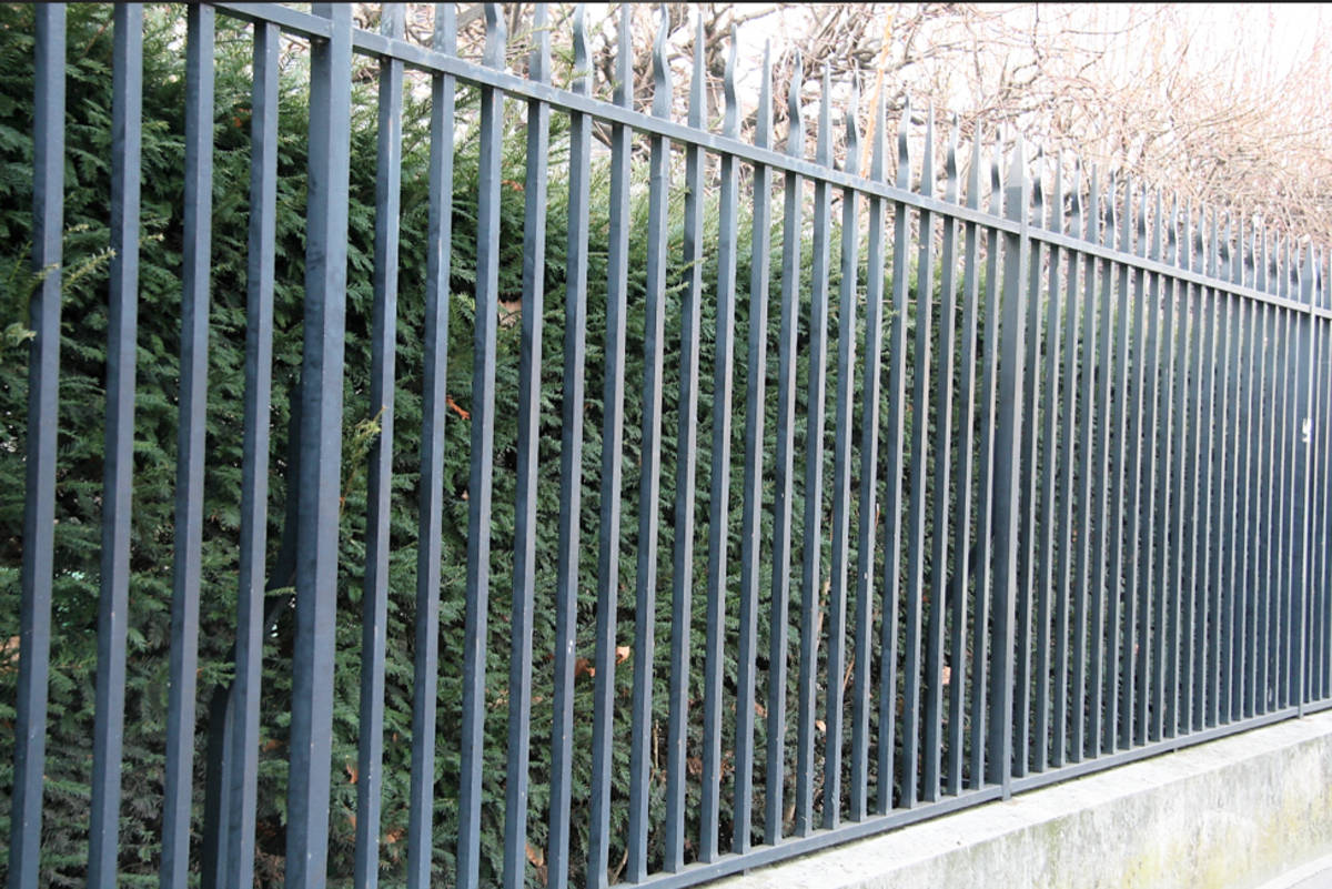 Gray Iron Metal Fence Outdoor Wallpaper