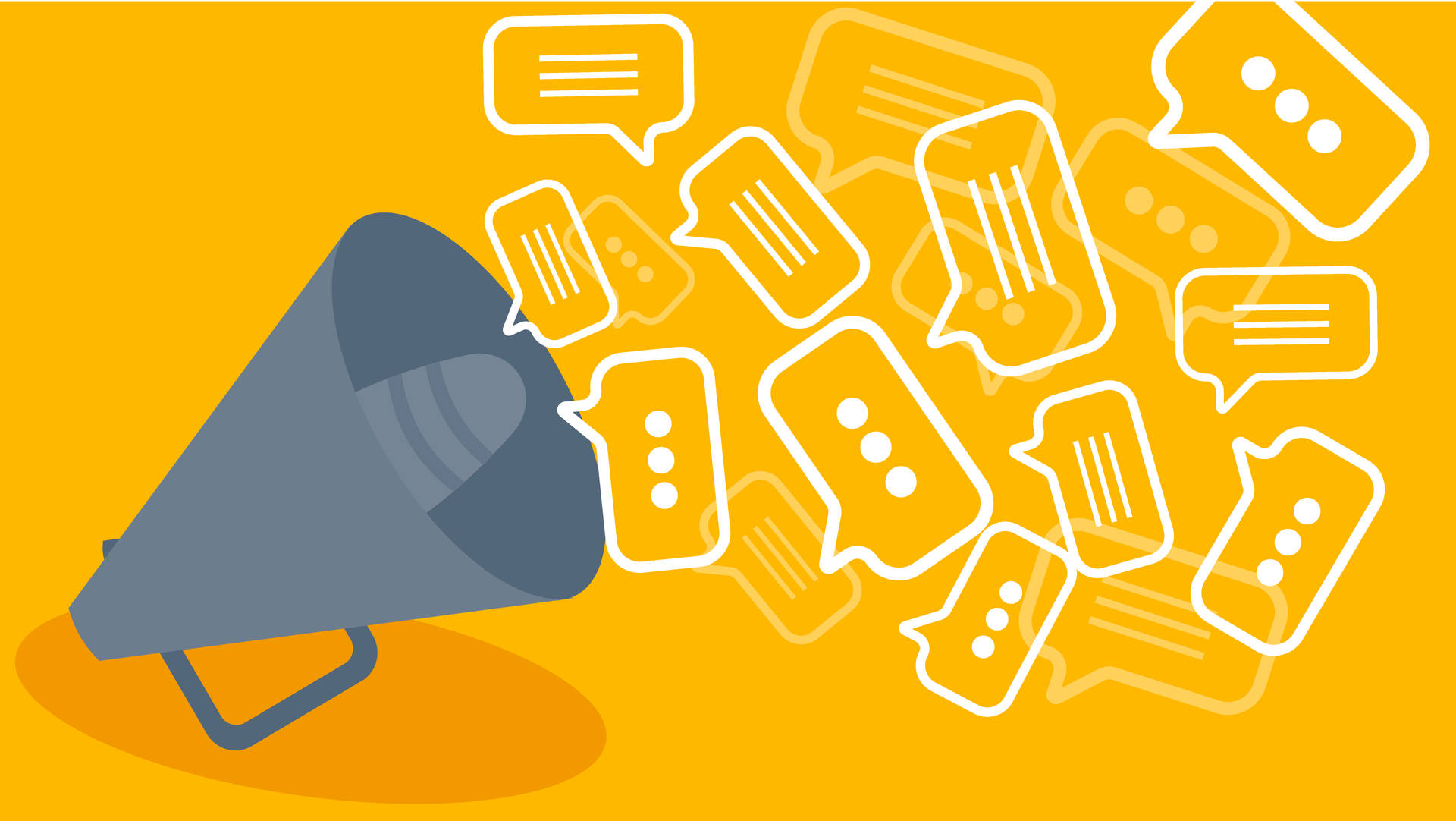 Gray Megaphone With Content-related Graphics Background