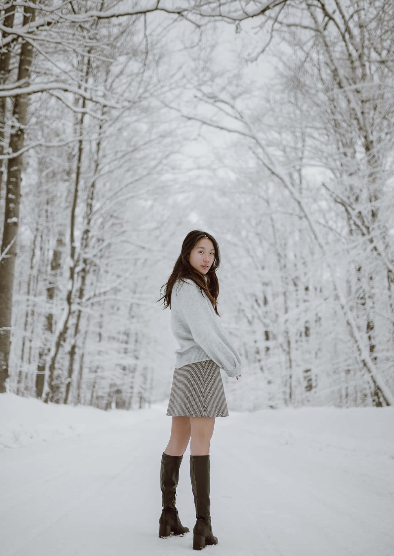Download Gray Miniskirt In Winter Wallpaper | Wallpapers.com