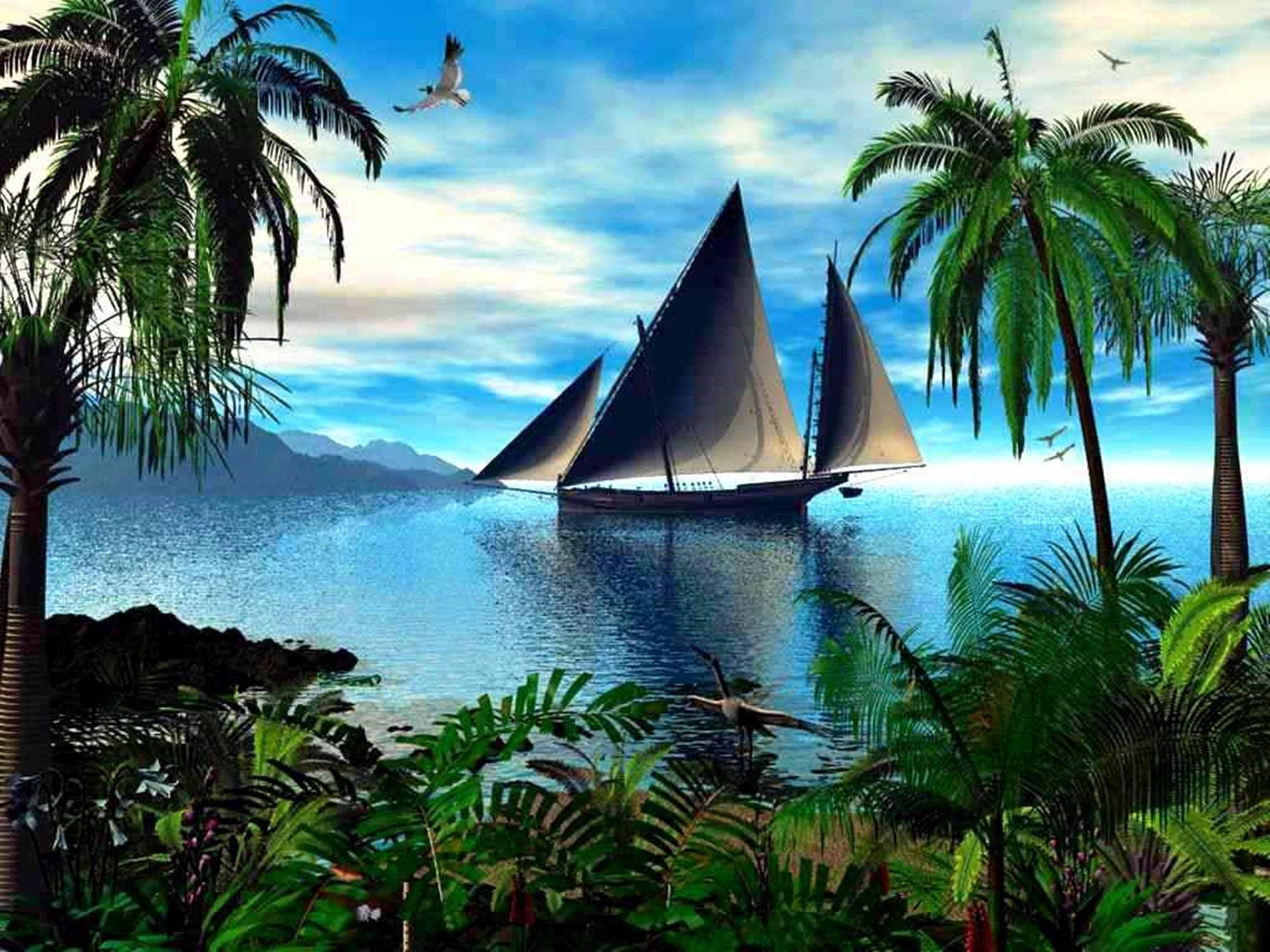 Gray Sailboat 3d Animation Picture