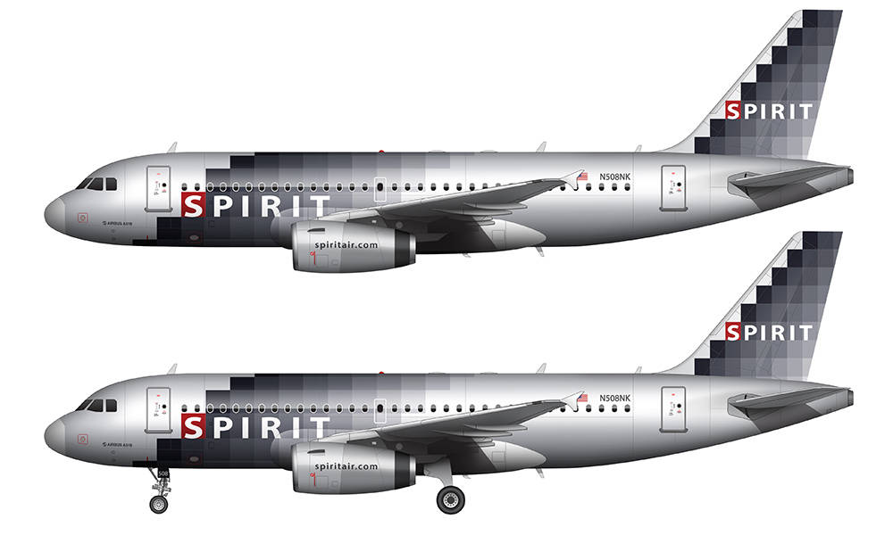 Aviãoda Spirit Airlines Em Cinza. Papel de Parede