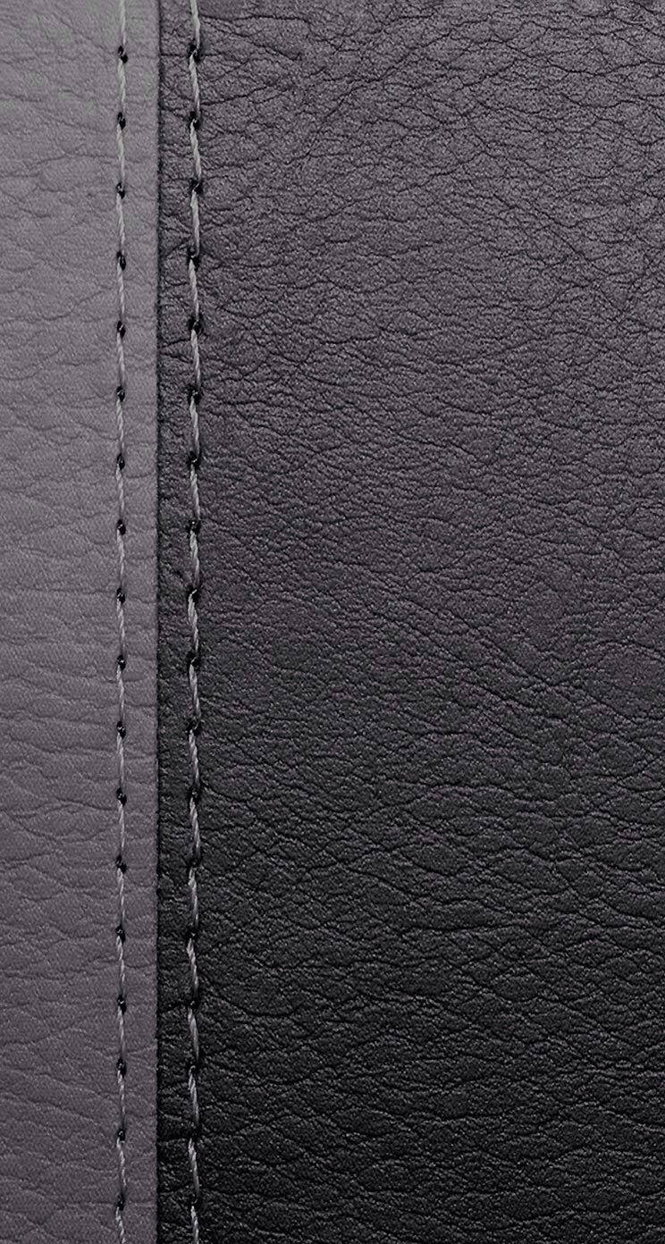 Gray Stitches On Black Leather iPhone Wallpaper