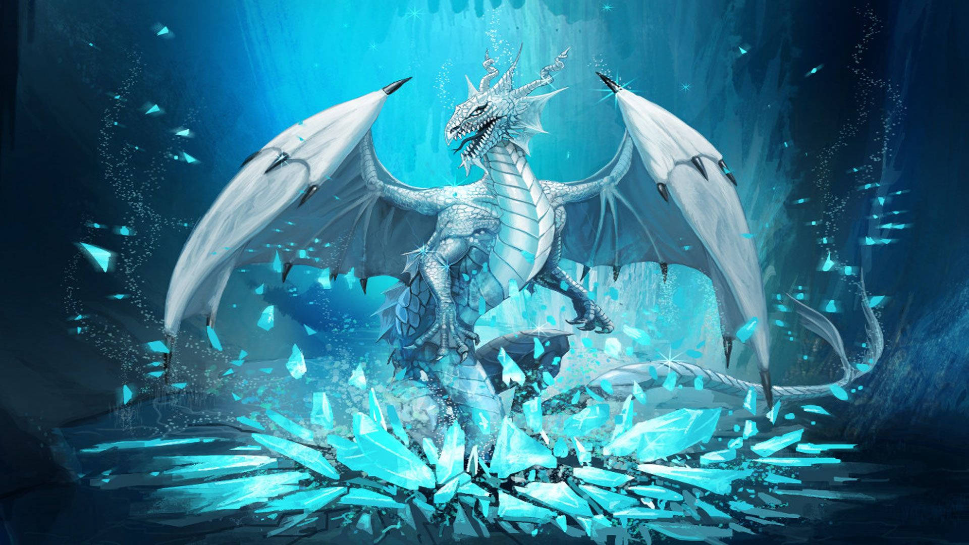 Gray Water Dragon Cracked Crystals Wallpaper