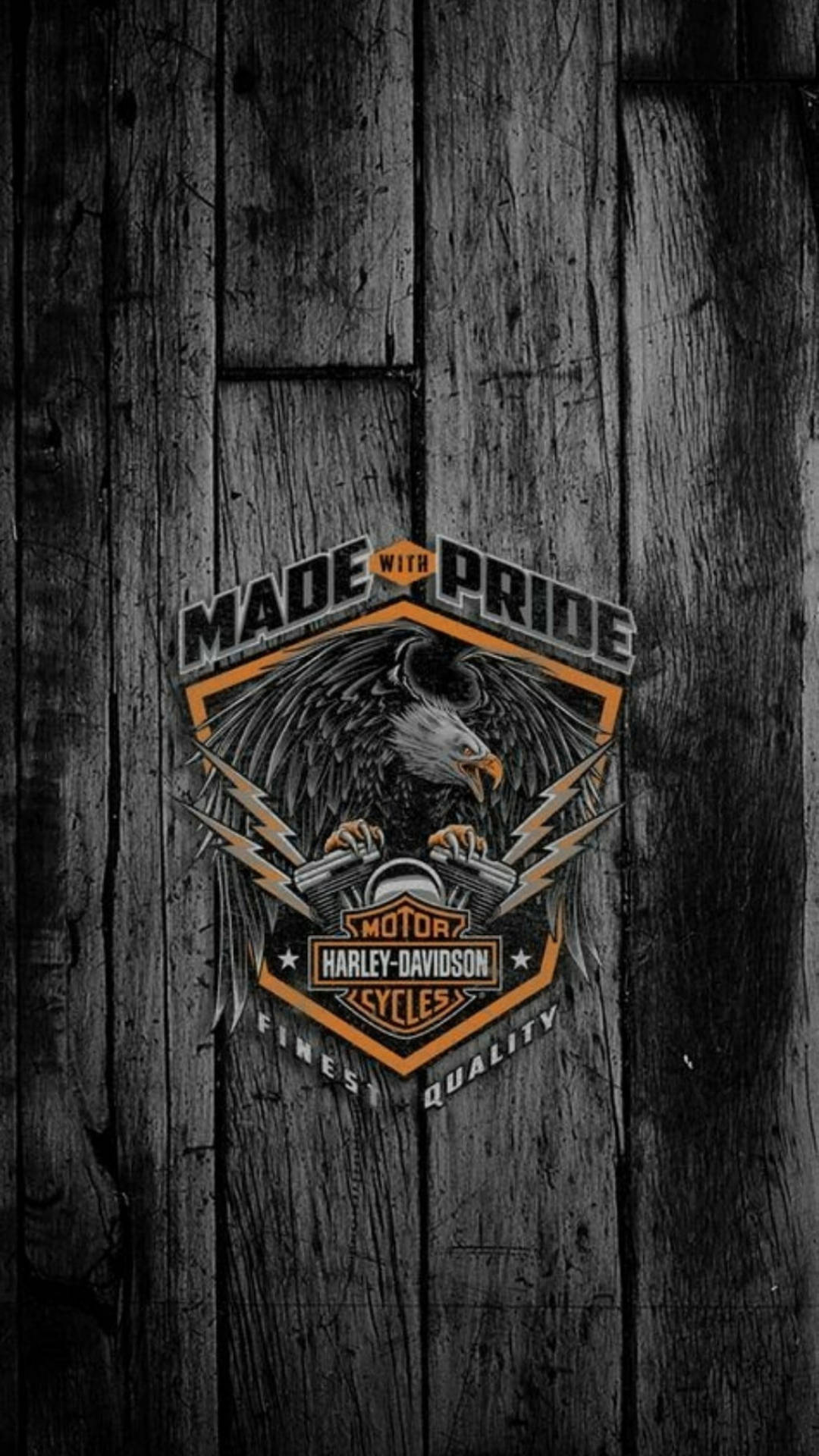 Gray Wood Harley Davidson Mobile Wallpaper
