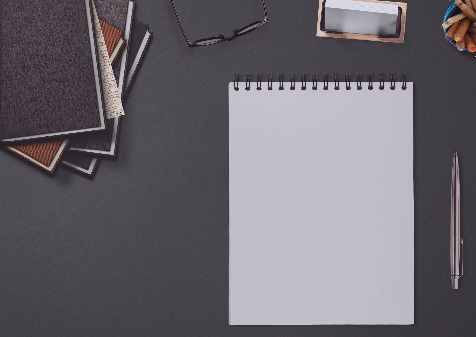 Gray Workspace Blogging Backdrop Wallpaper
