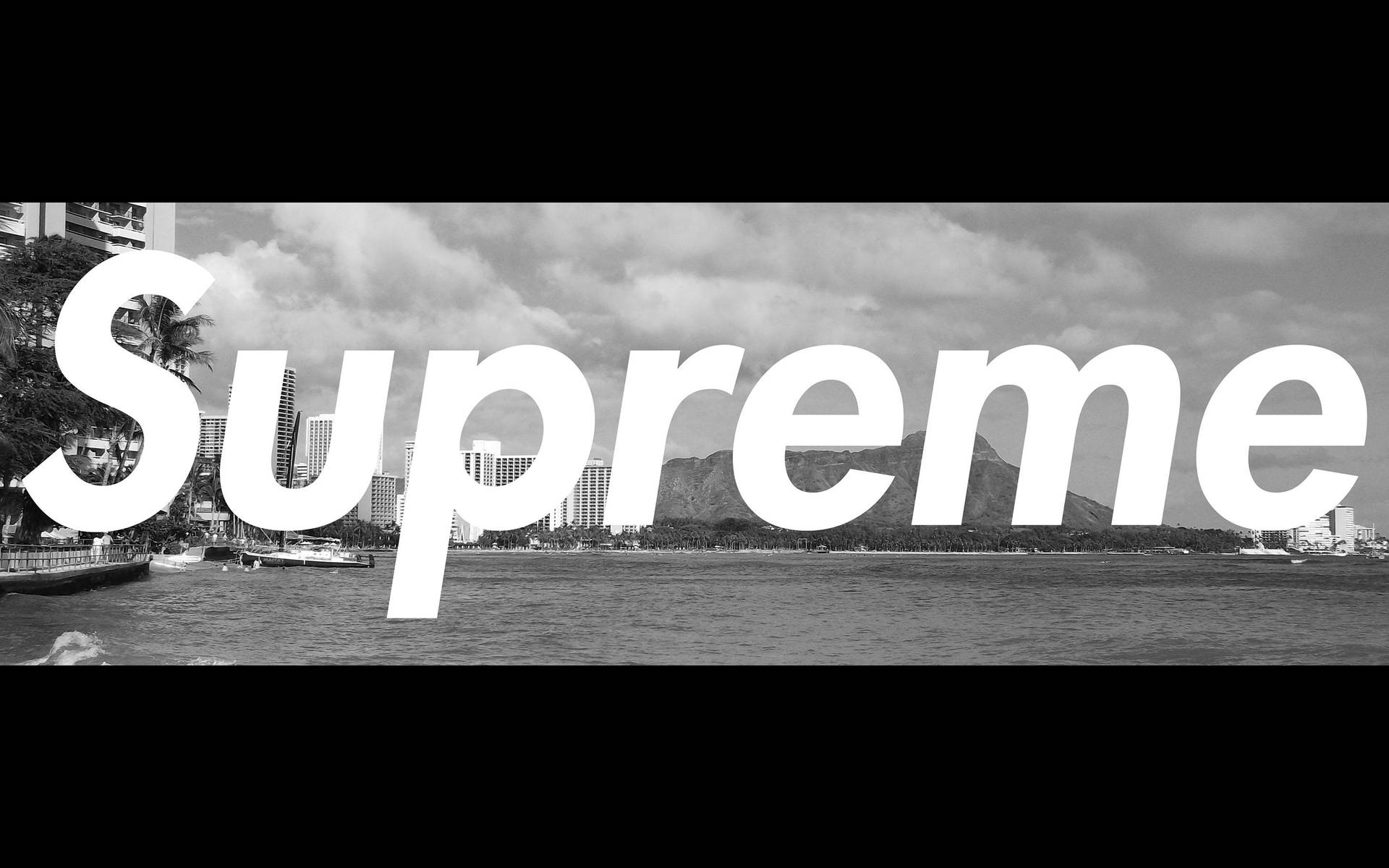 Stylish Supreme Laptop in Black and White Wallpaper