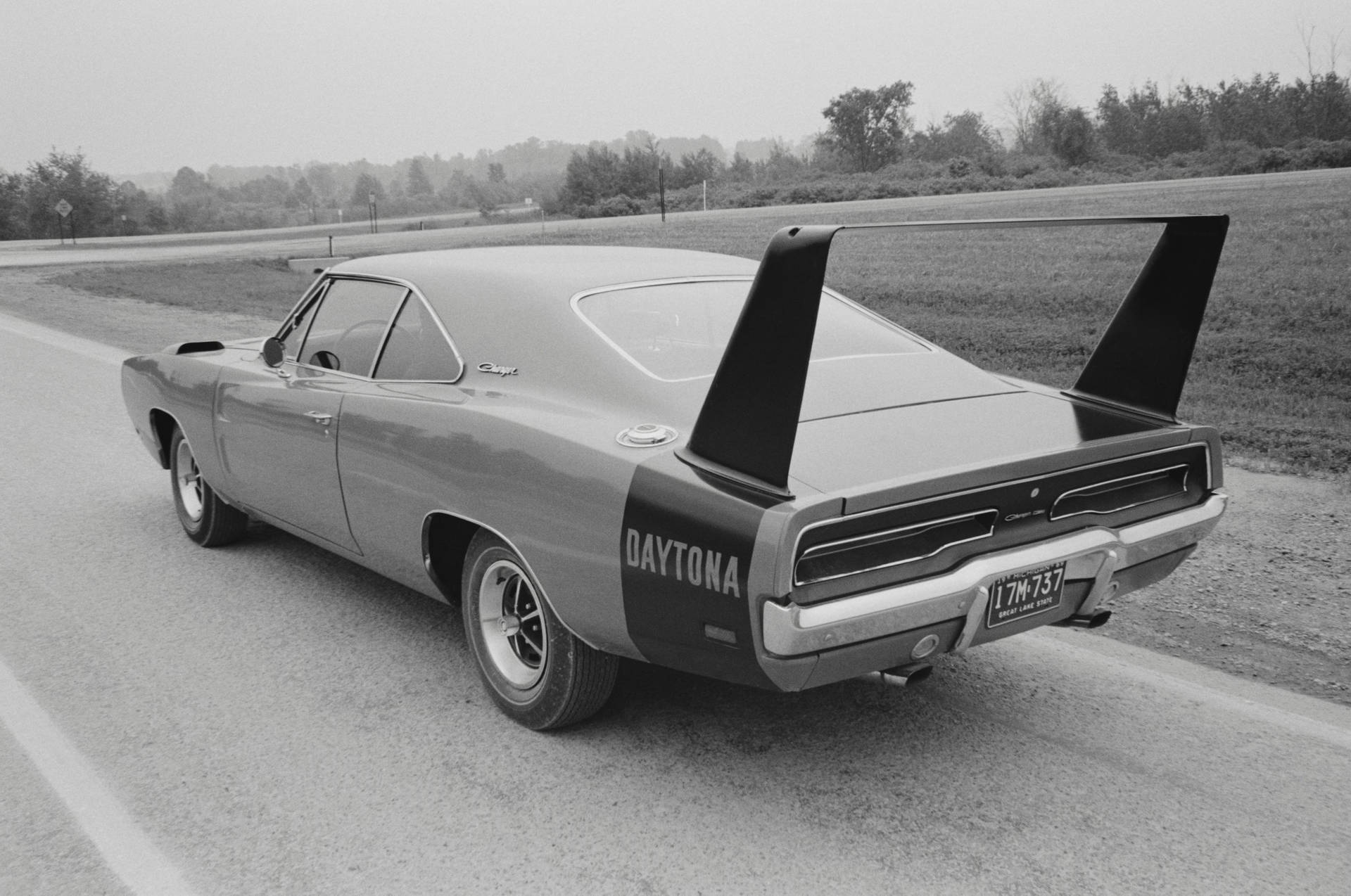 Grayscale 1969 Dodge Charger Daytona Wallpaper
