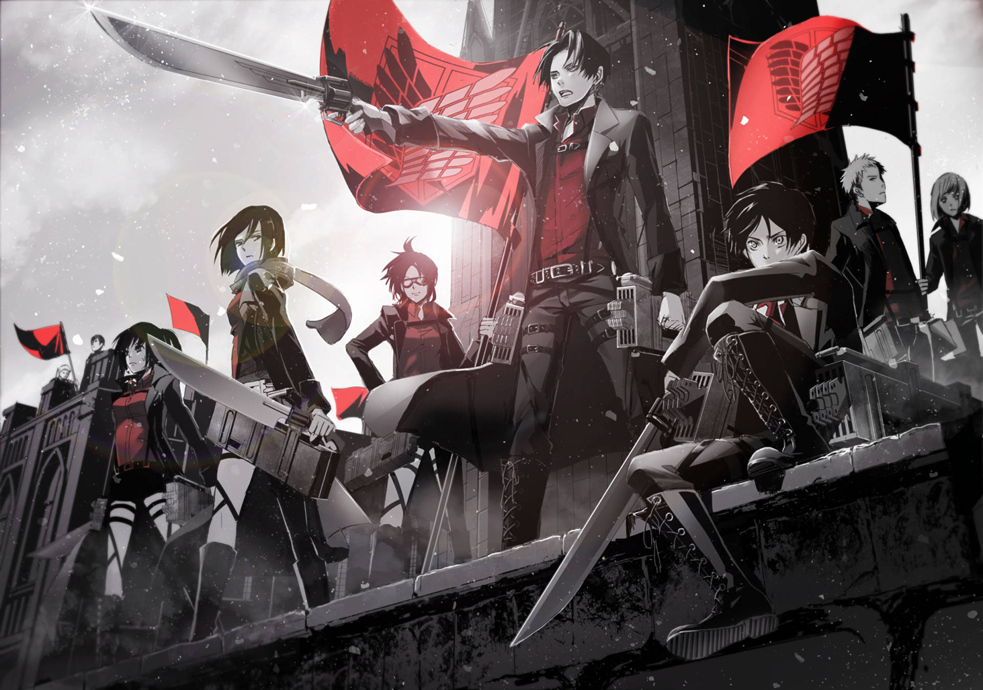 Join the Survey Corps and Fight Back Against the Titans Wallpaper