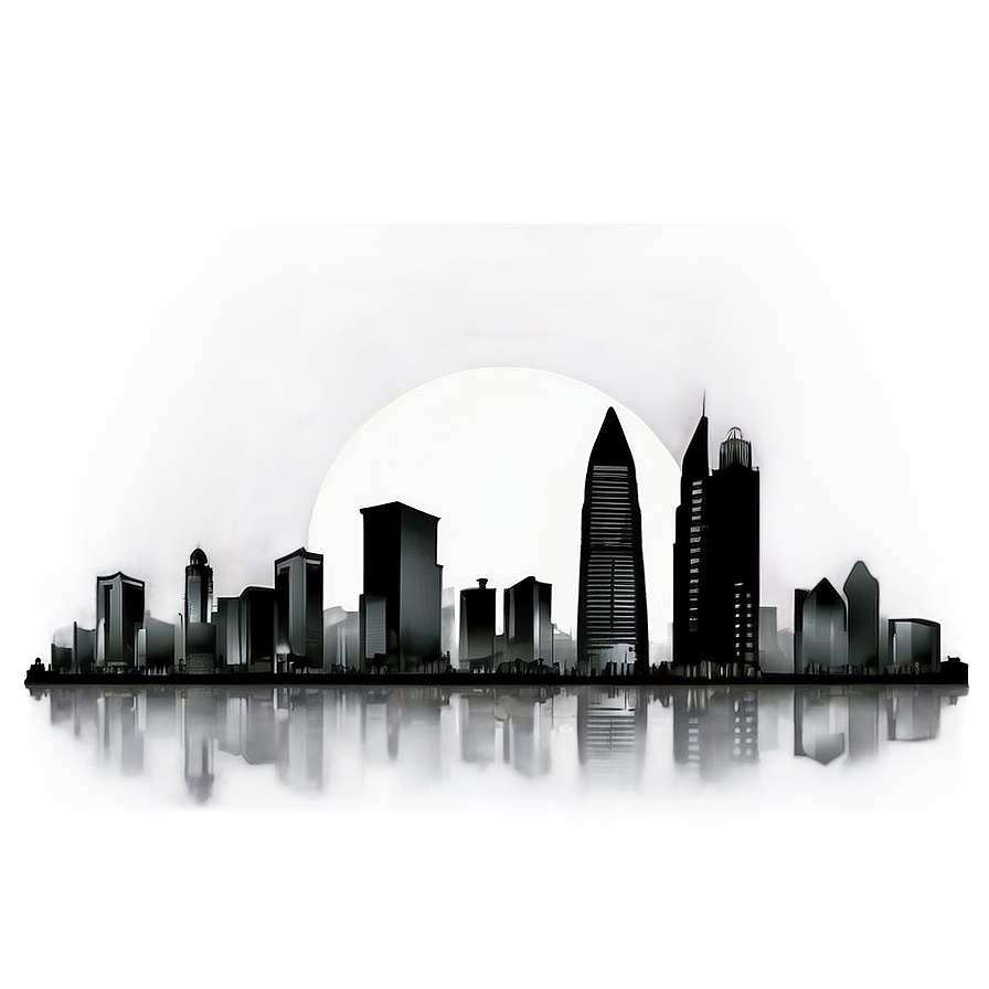 Grayscale City Skyline Png 49 PNG