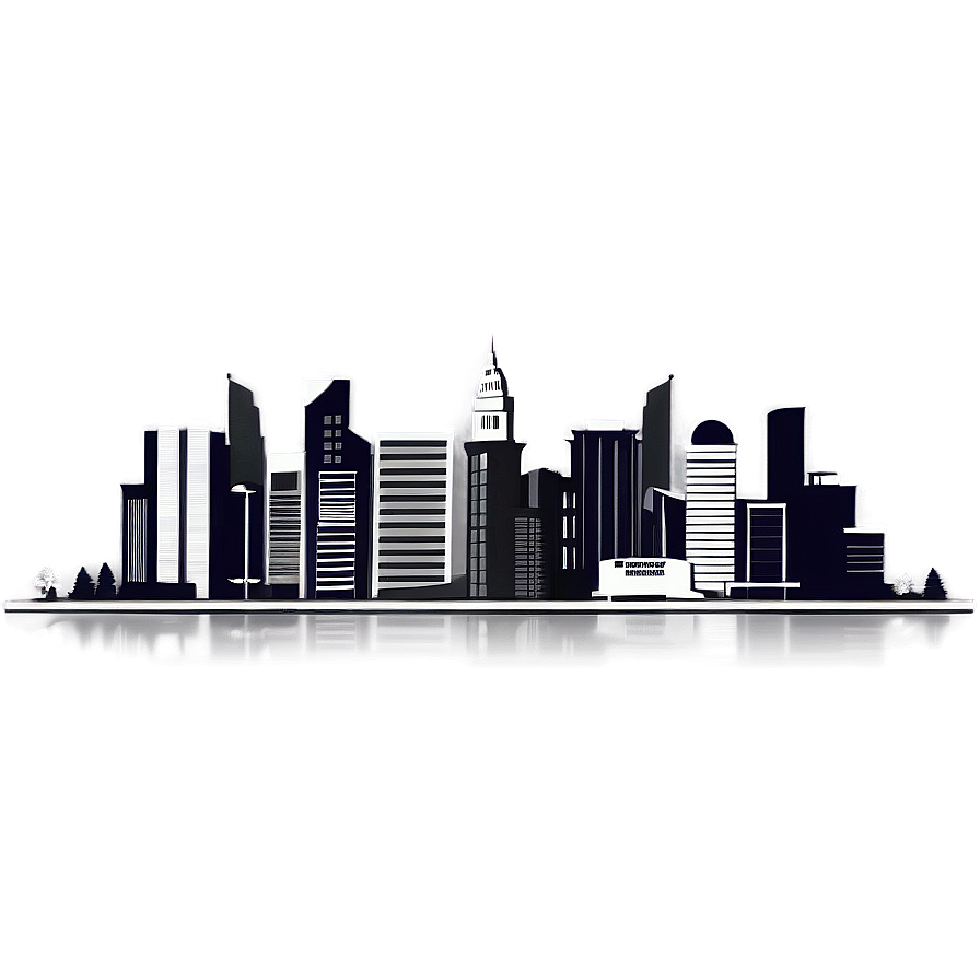 Grayscale City Skyline Png Jvq74 PNG