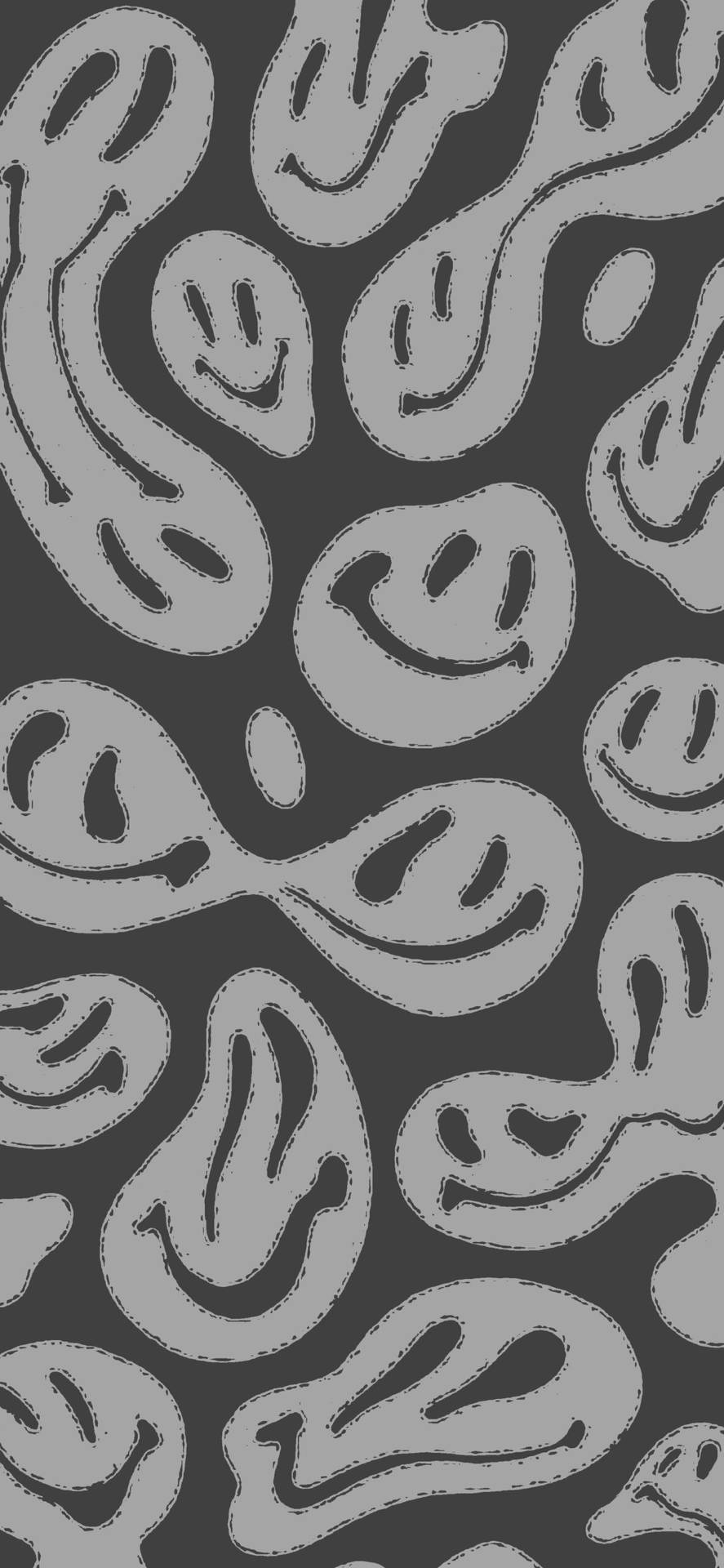 Grayscaleverzerrtes Smiley Trippy Ästhetik Wallpaper
