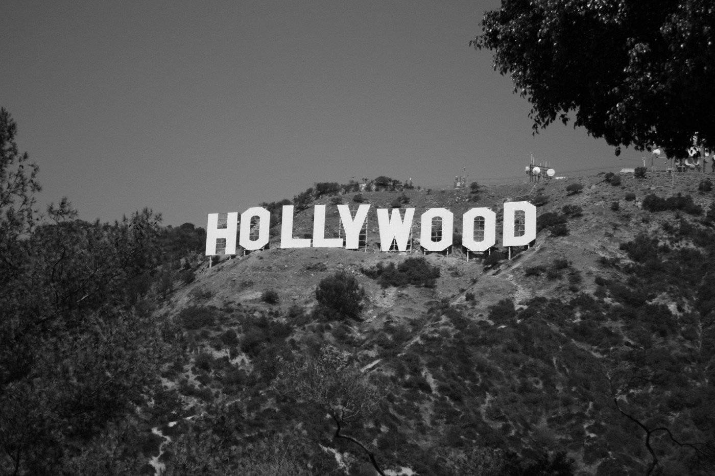 Gråtones Hollywood-signet gentag mønster. Wallpaper