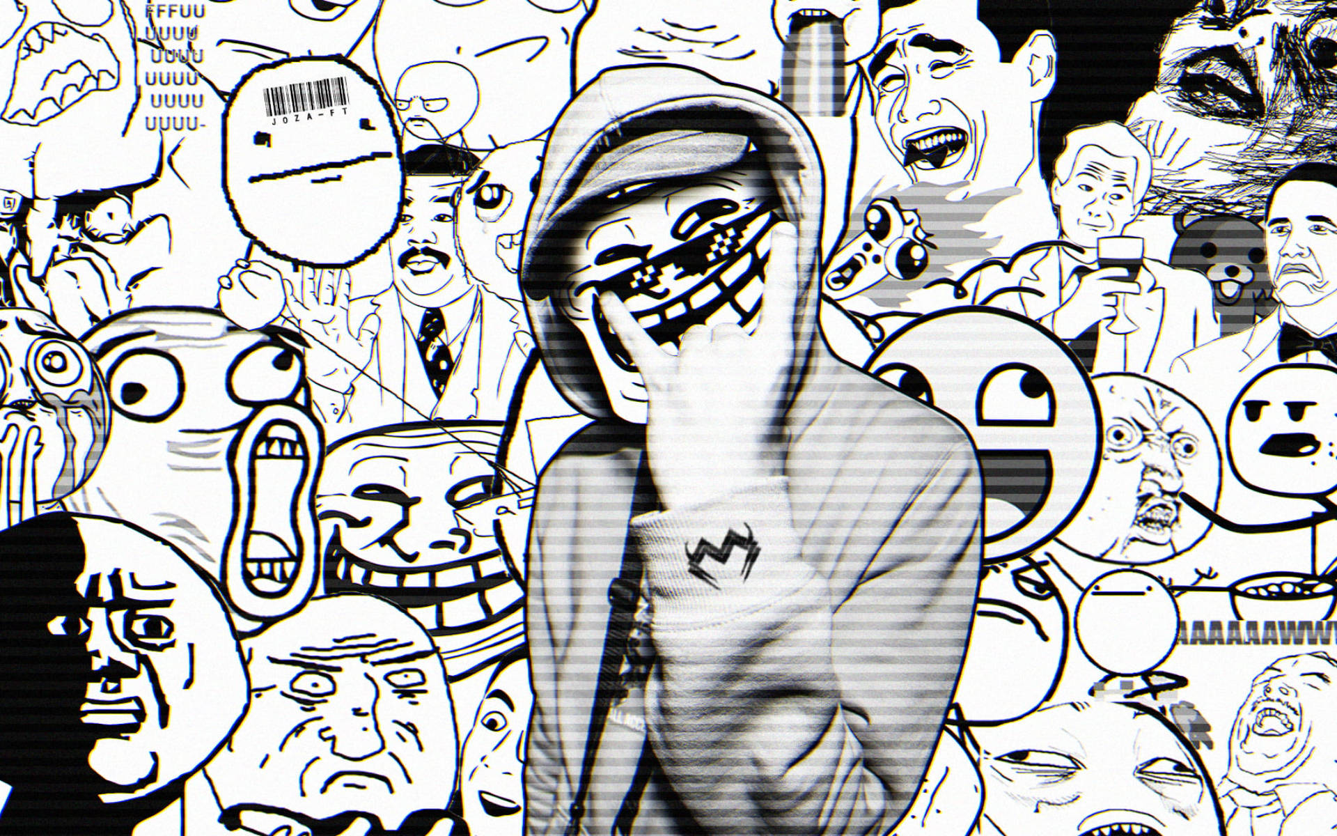 Grayscale Hoodie On Meme Faces Wallpaper