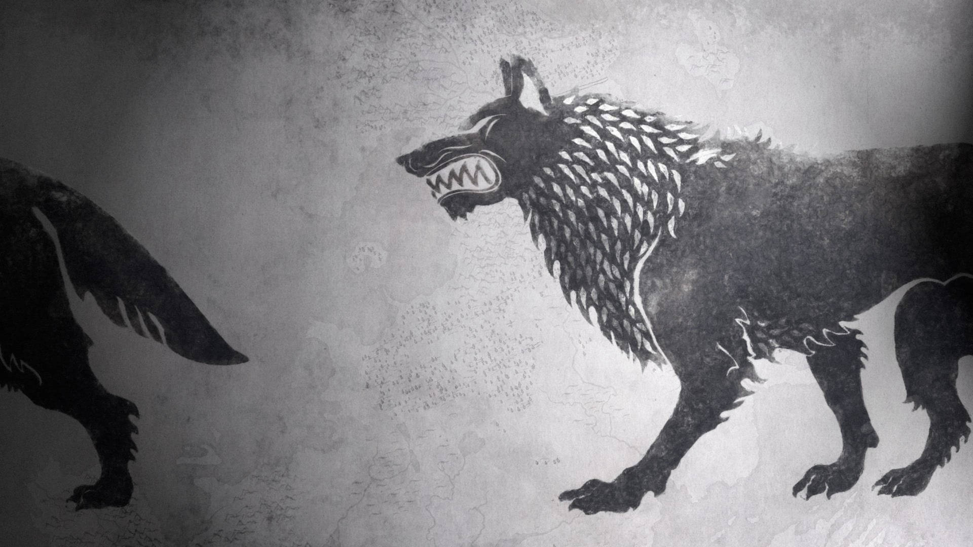 Grayscale House Stark Wolves Painting