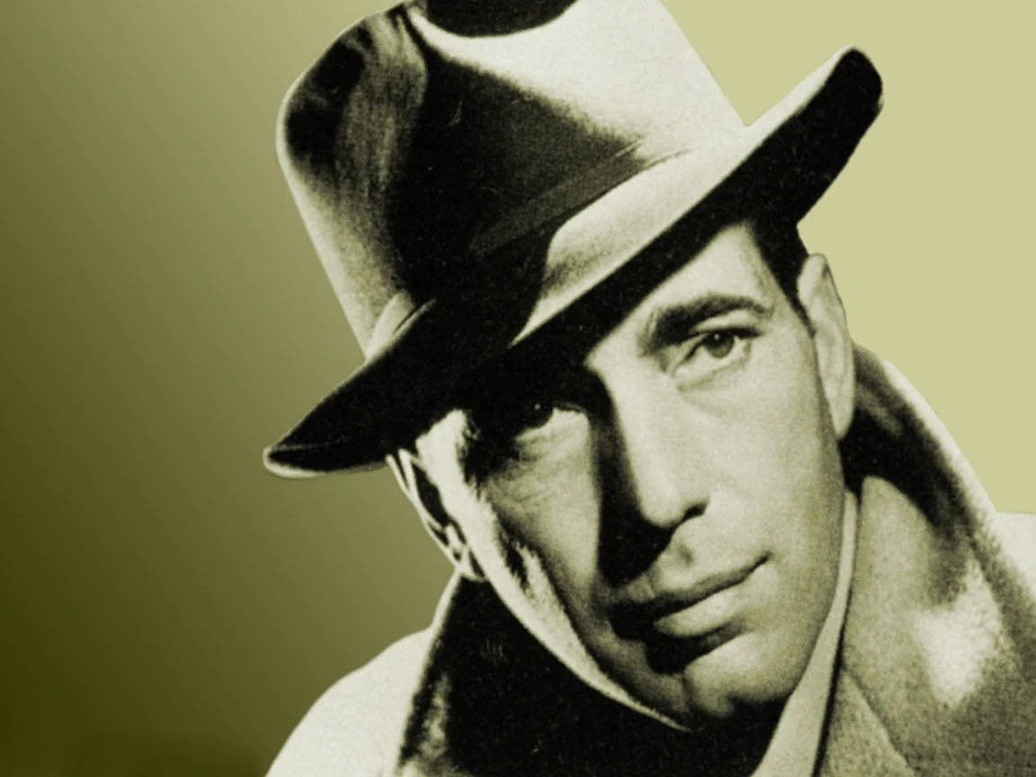 Gråtoner af Humphrey Bogart portrætter omgiver væggen. Wallpaper