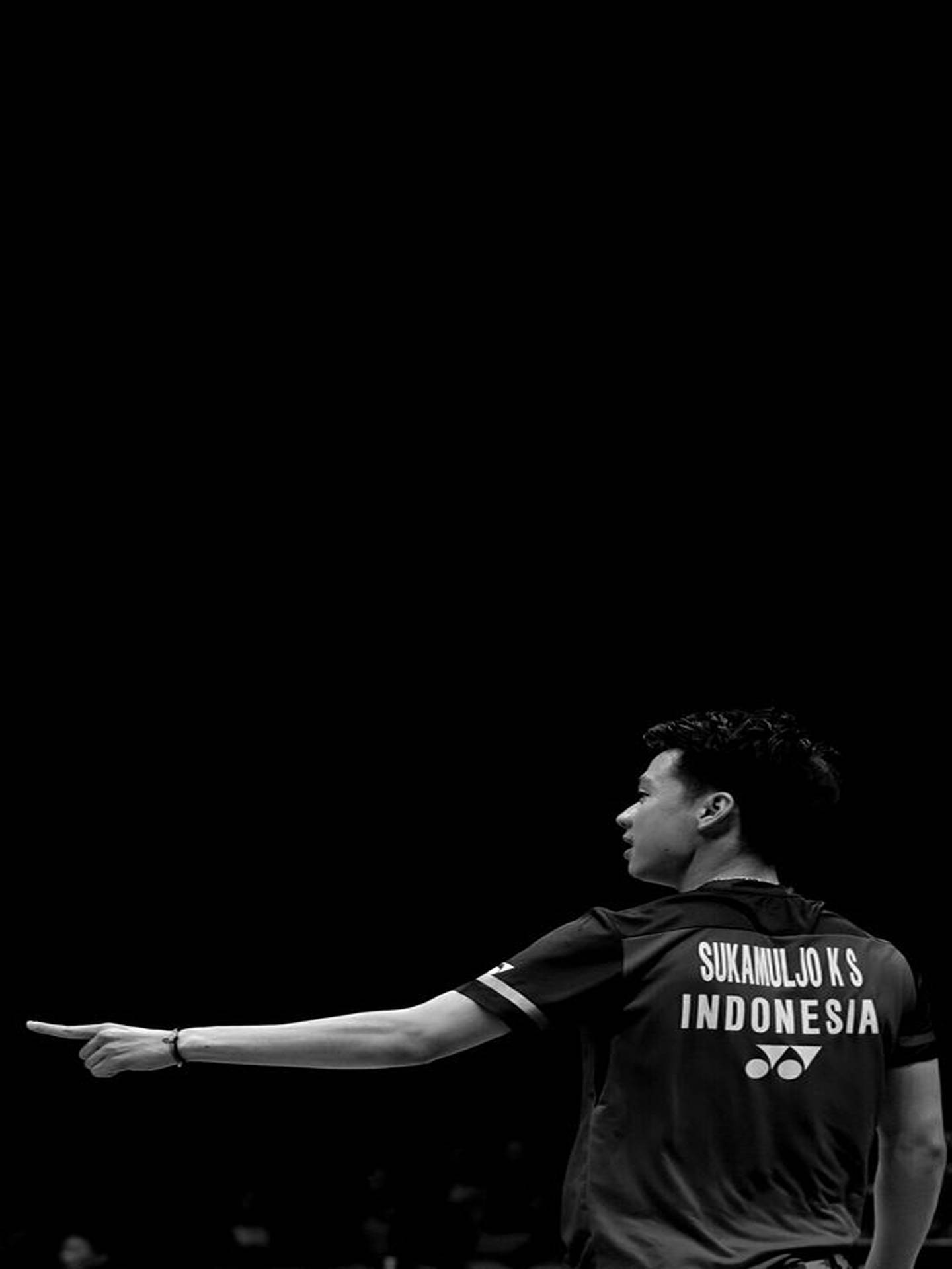 Kevinsanjaya, Campione Di Badminton In Azione Sfondo