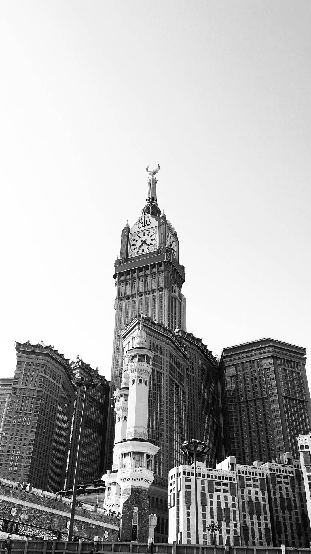 Grayscale Makkah Medina Clock Tower