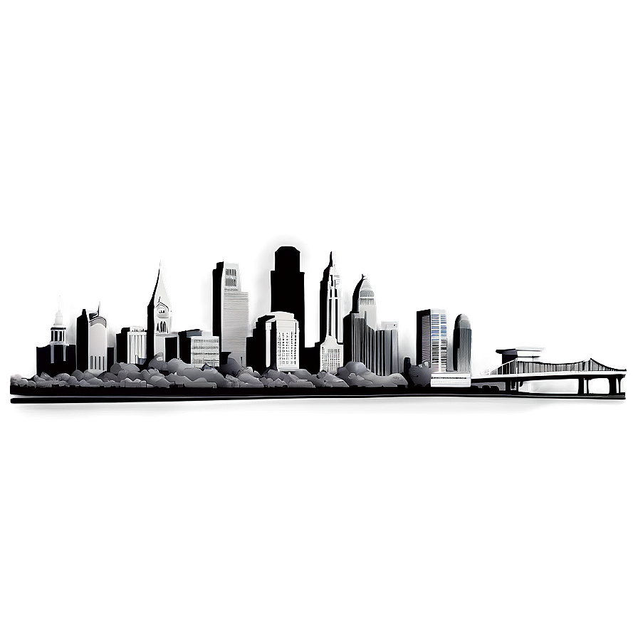 Grayscale Philadelphia Skyline Png 13 PNG