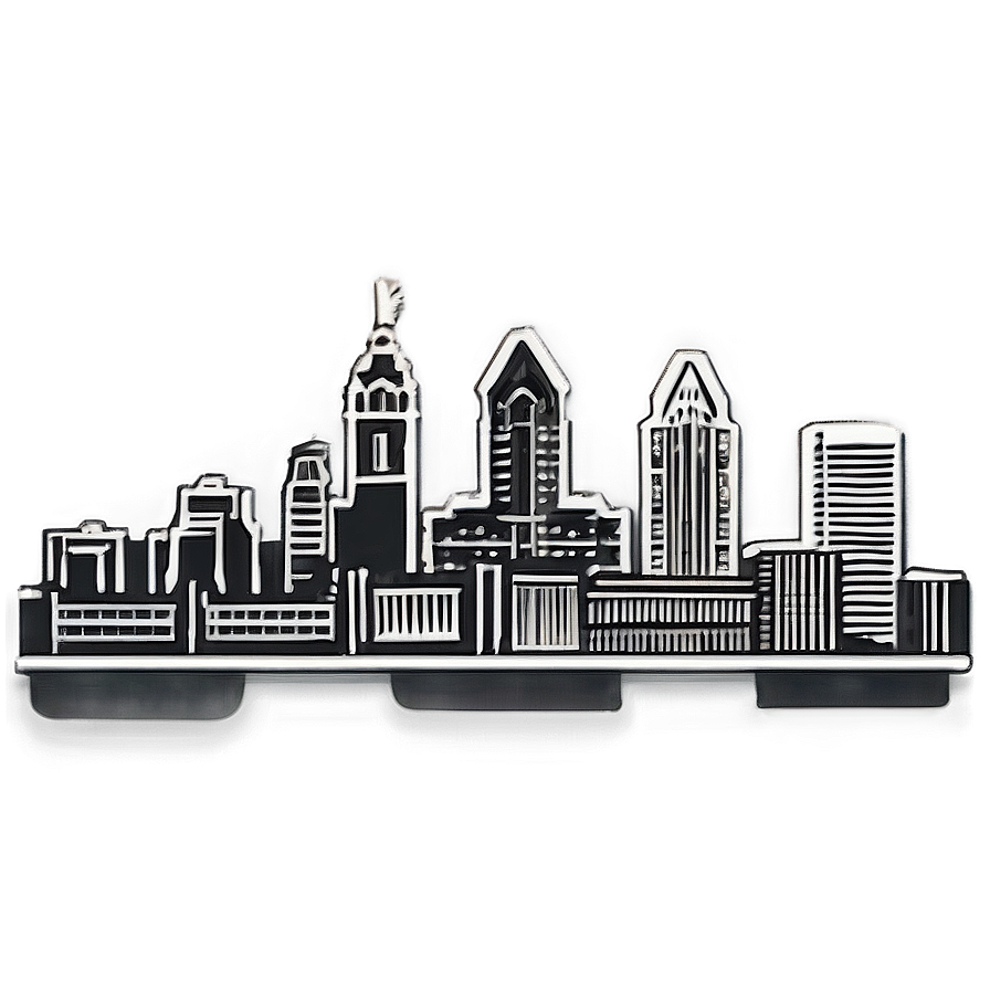 Grayscale Philadelphia Skyline Png Run PNG