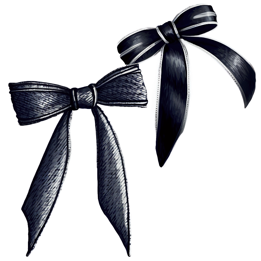 Grayscale Ribbon Bows Png 06252024 PNG